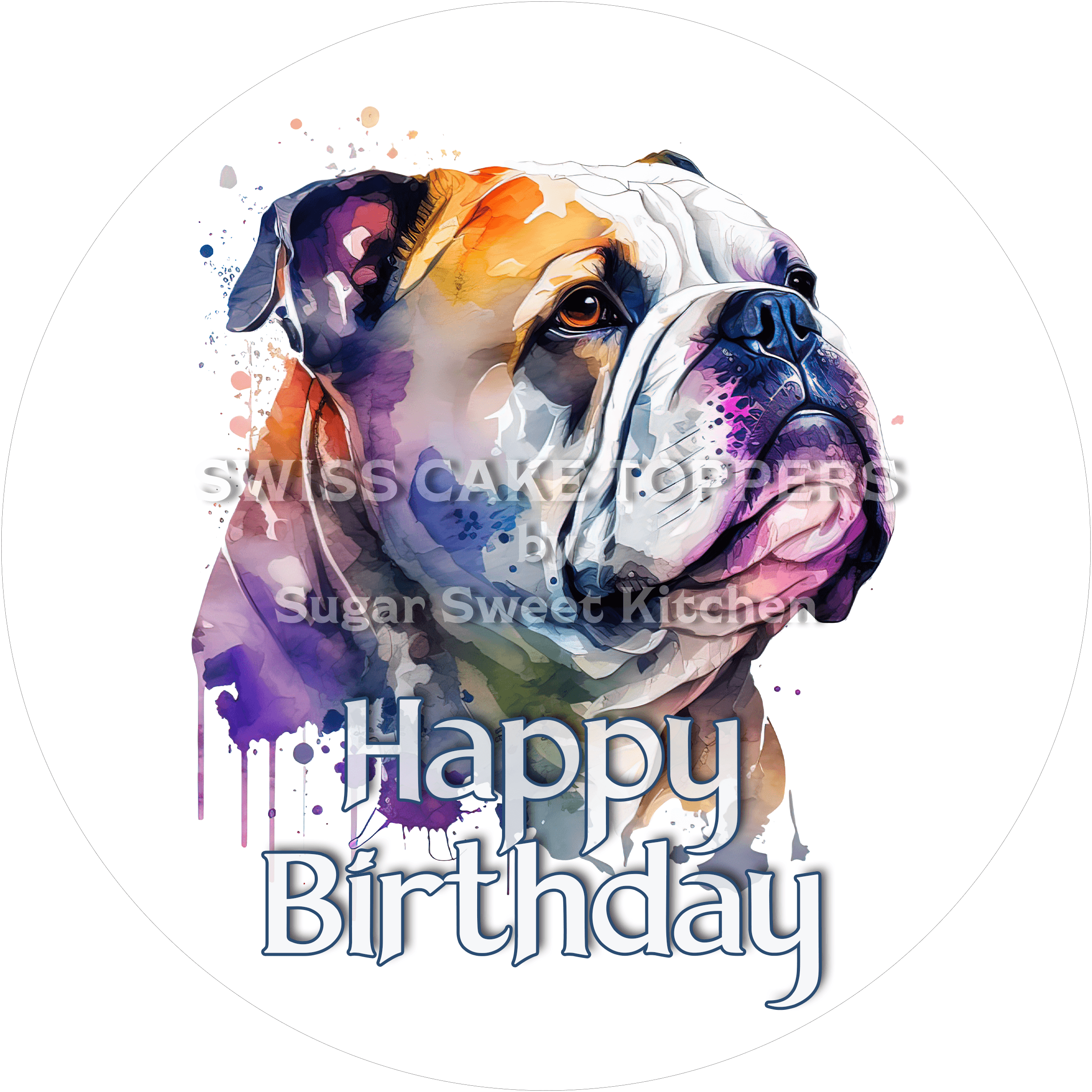 Tortenaufleger Geburtstag Hund 02 – essbar & personalisierbar - Fondant- Torten- Cupcakeaufleger Sugar Sweet Kitchen