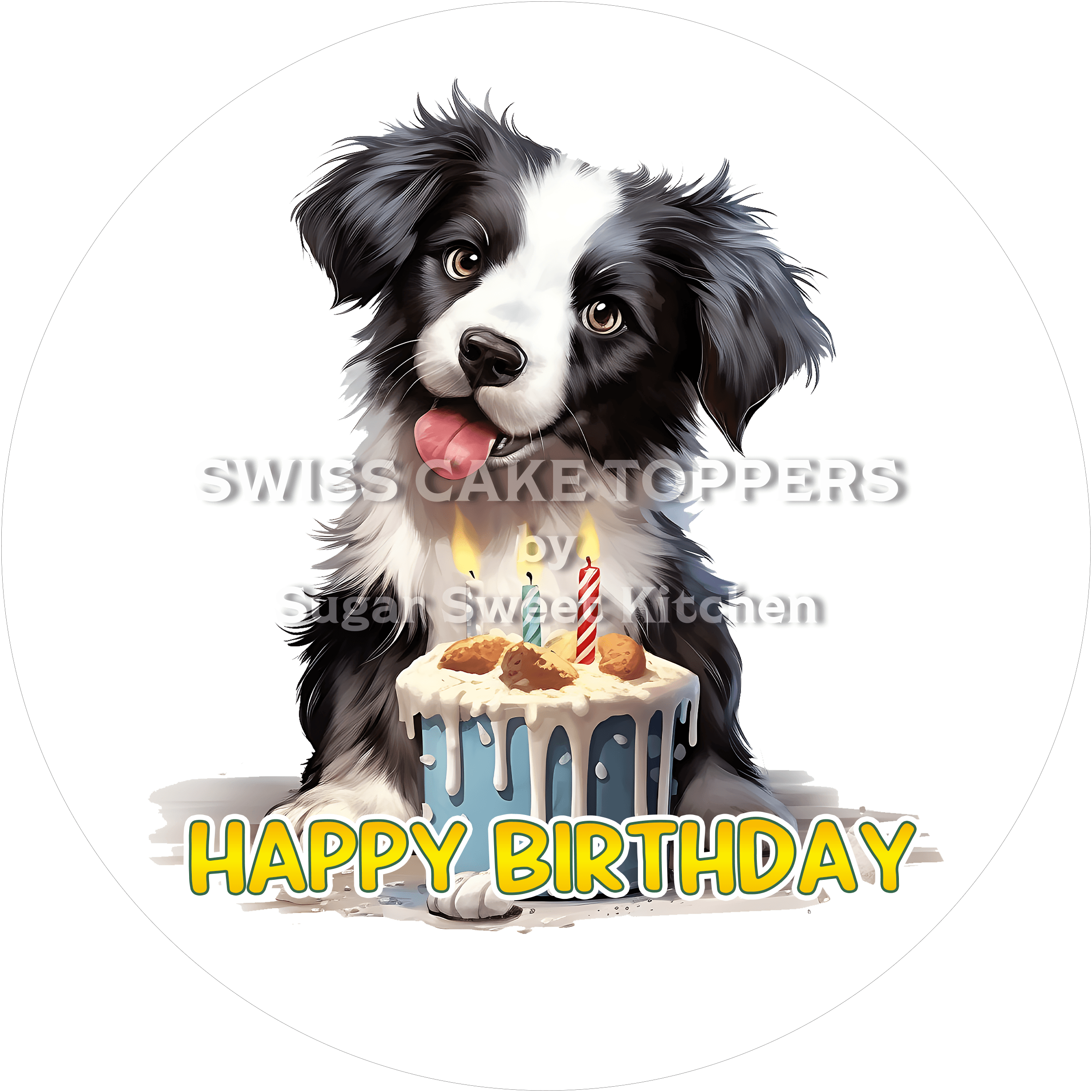 Tier-Geburtstags-Tortenaufleger Dog27 - personalisierbar - Fondant- Torten- & Cupcakeaufleger Sugar Sweet Kitchen