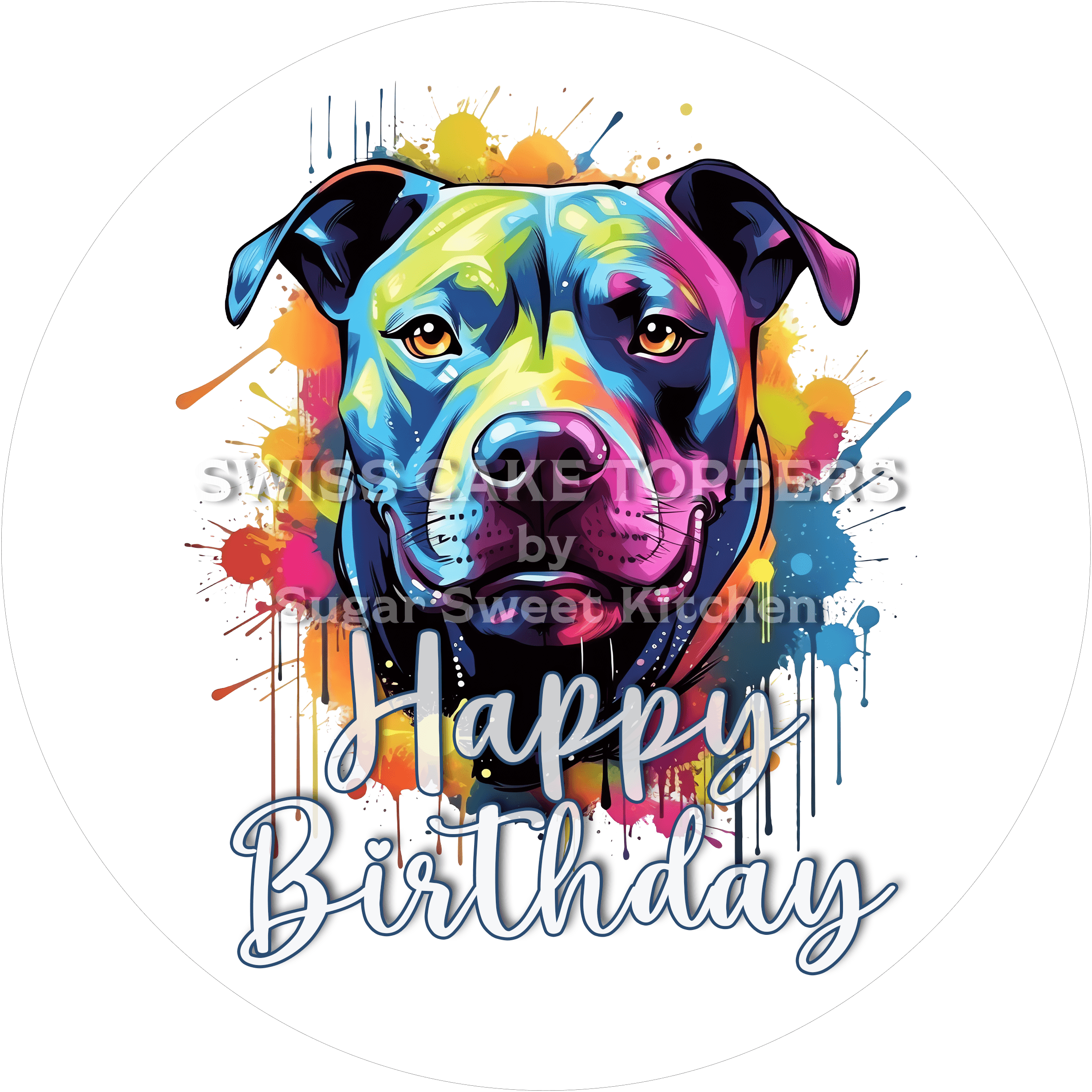 Tortenaufleger Geburtstag Hund 04 – essbar & personalisierbar - Fondant- Torten- Cupcakeaufleger Sugar Sweet Kitchen