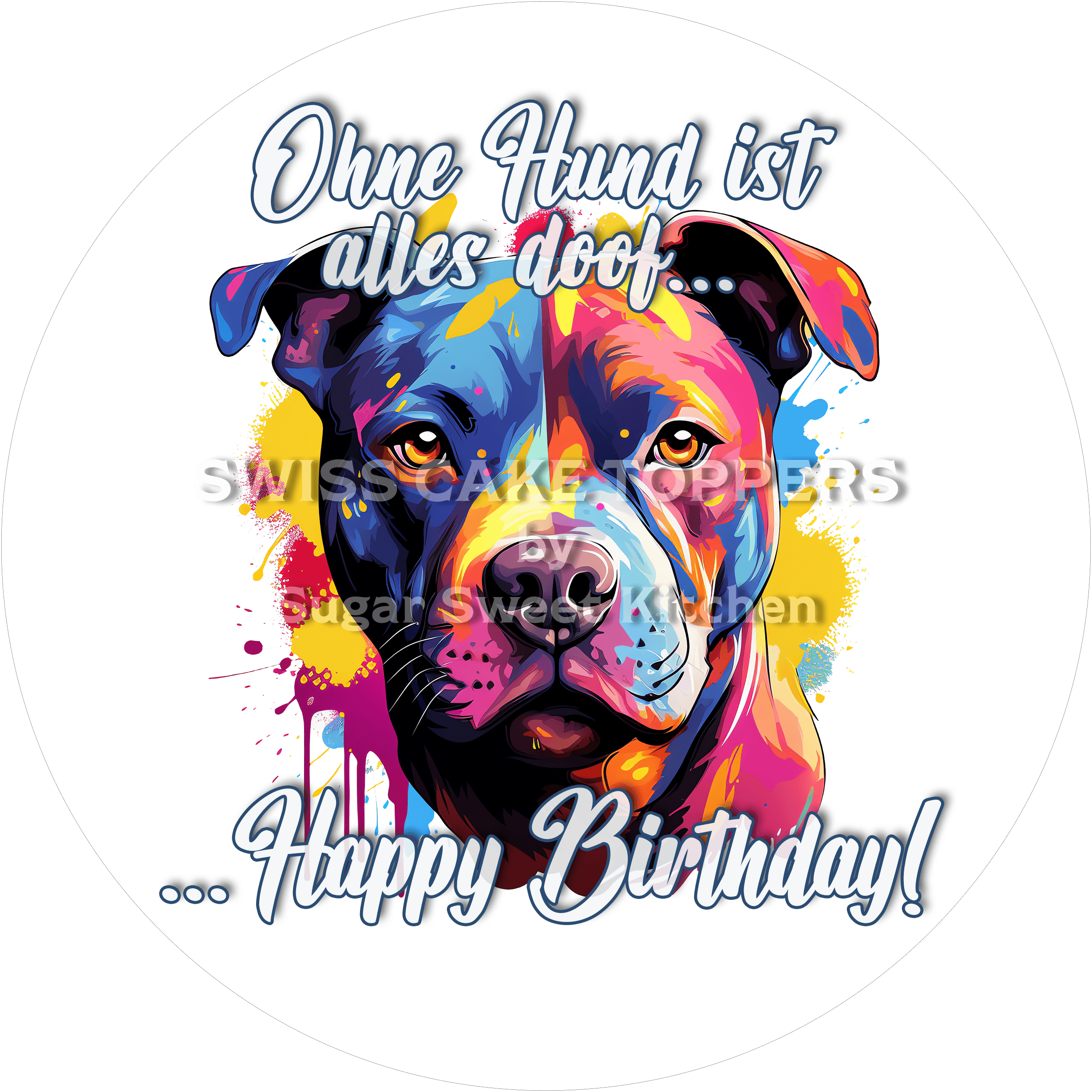 Tier-Geburtstags-Tortenaufleger Dog5 - personalisierbar - Fondant- Torten- & Cupcakeaufleger Sugar Sweet Kitchen