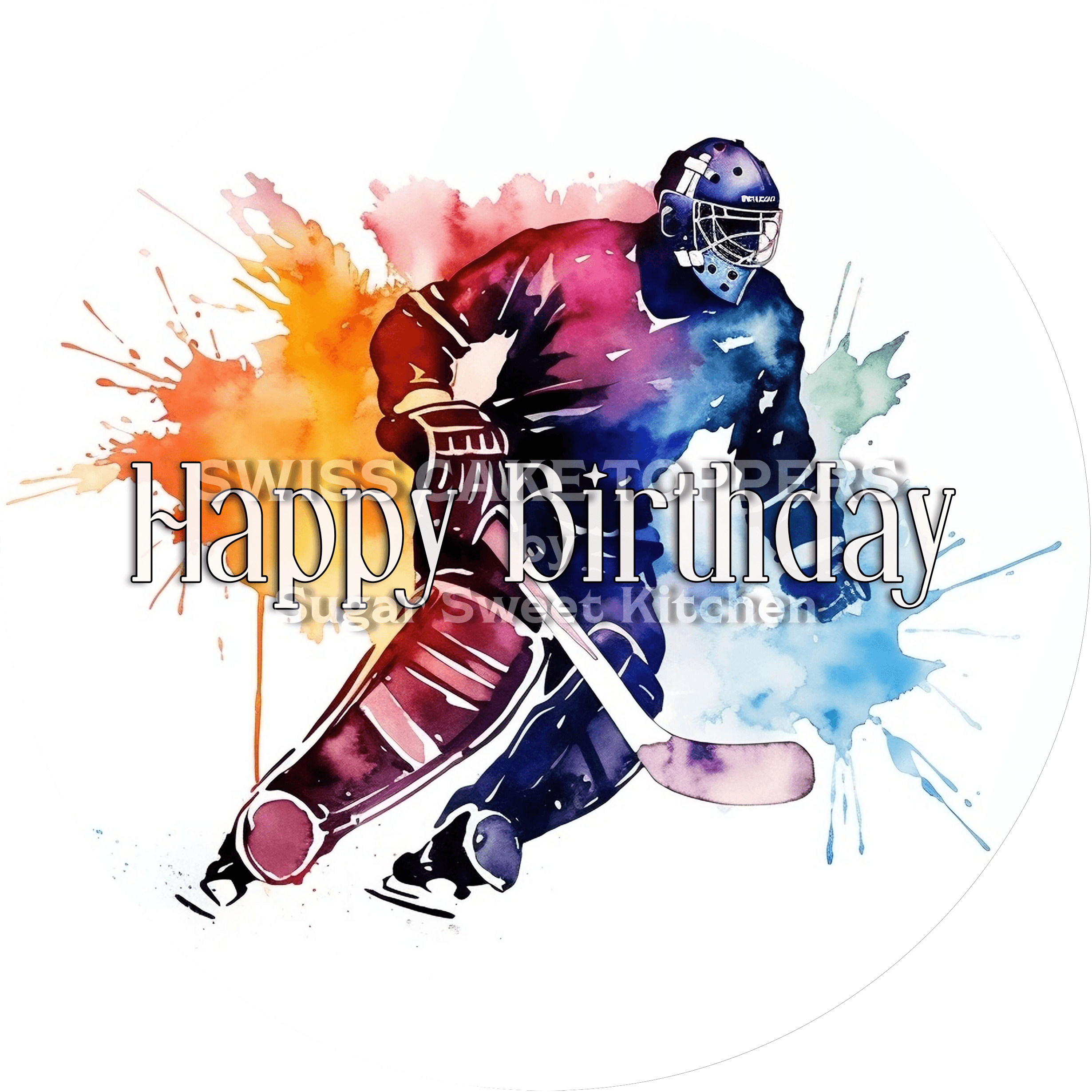 Tortenaufleger Geburtstag Eishockey 01 - essbar & personalisierbar - Fondant- Torten- Cupcakeaufleger Sugar Sweet