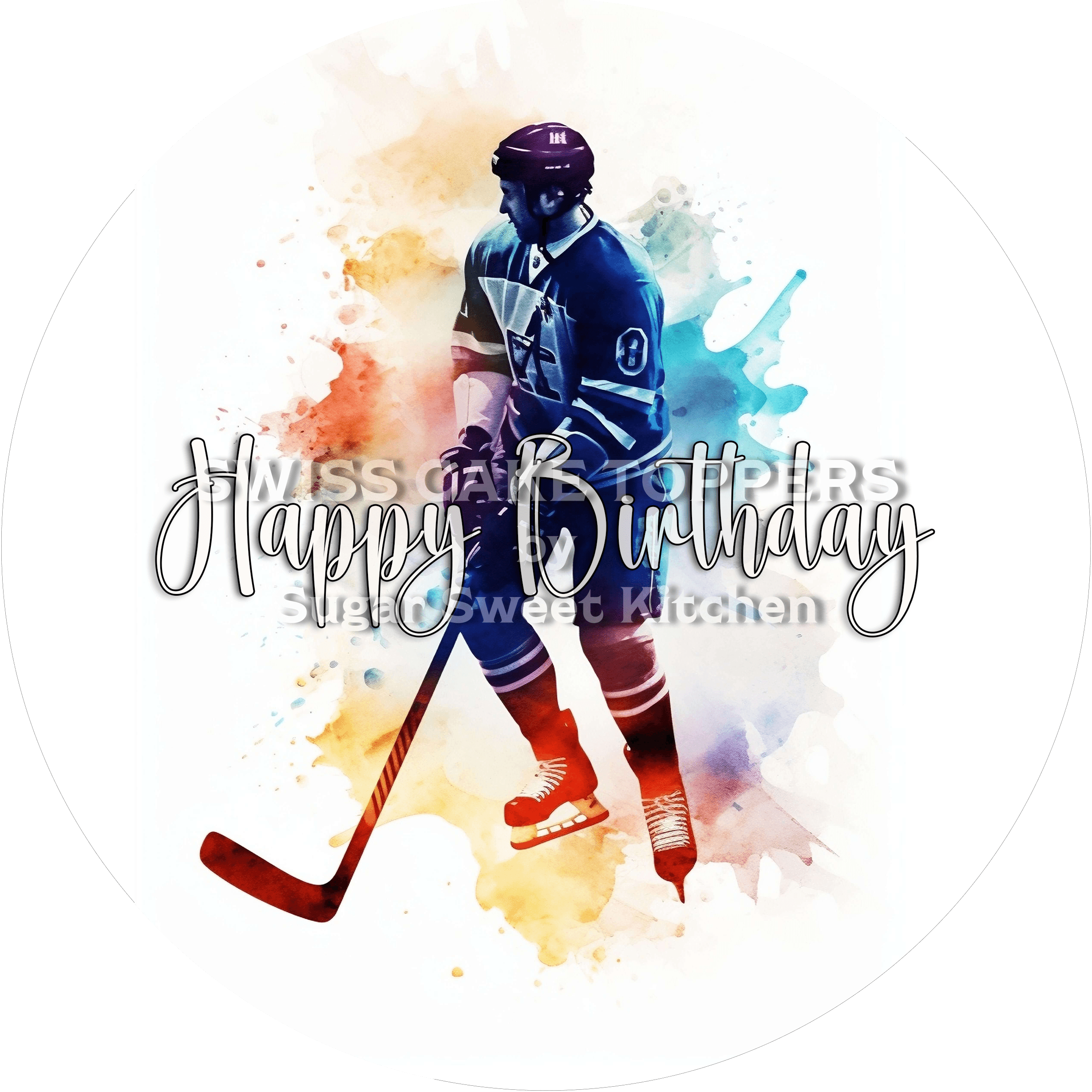Tortenaufleger Geburtstag Eishockey 02 - essbar & personalisierbar - Fondant- Torten- Cupcakeaufleger Sugar Sweet