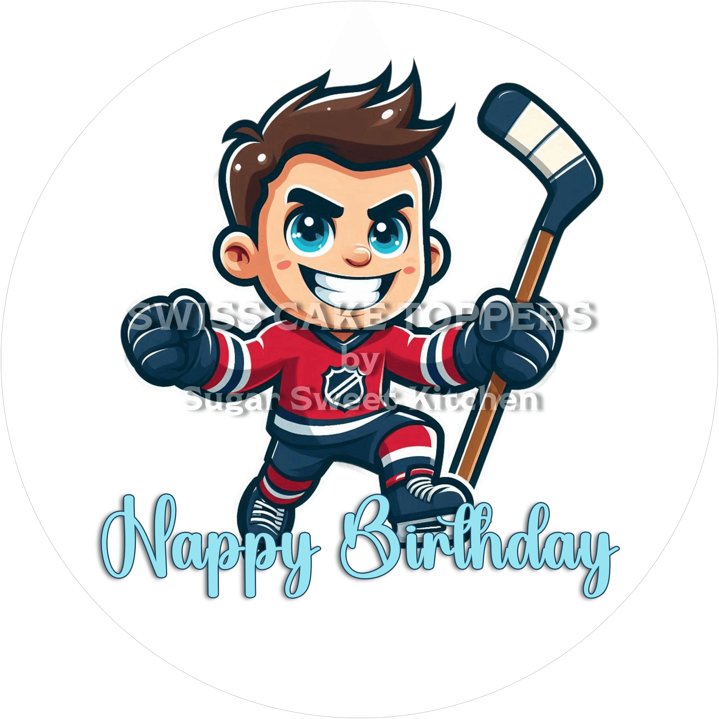 Tortenaufleger Geburtstag Eishockey 06 - essbar & personalisierbar - Fondant- Torten- Cupcakeaufleger Sugar Sweet