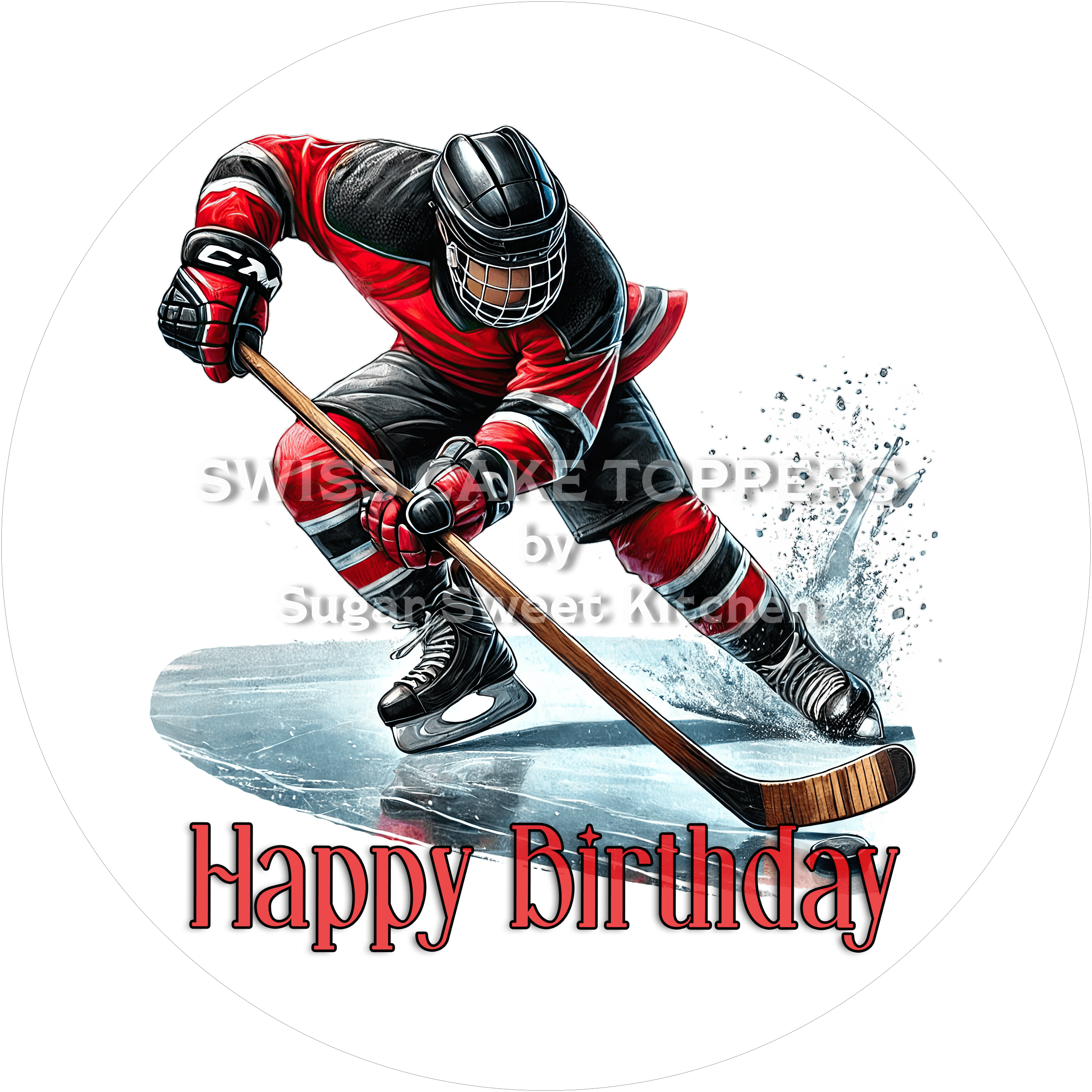 Tortenaufleger Geburtstag Eishockey 08 - essbar & personalisierbar - Fondant- Torten- Cupcakeaufleger Sugar Sweet