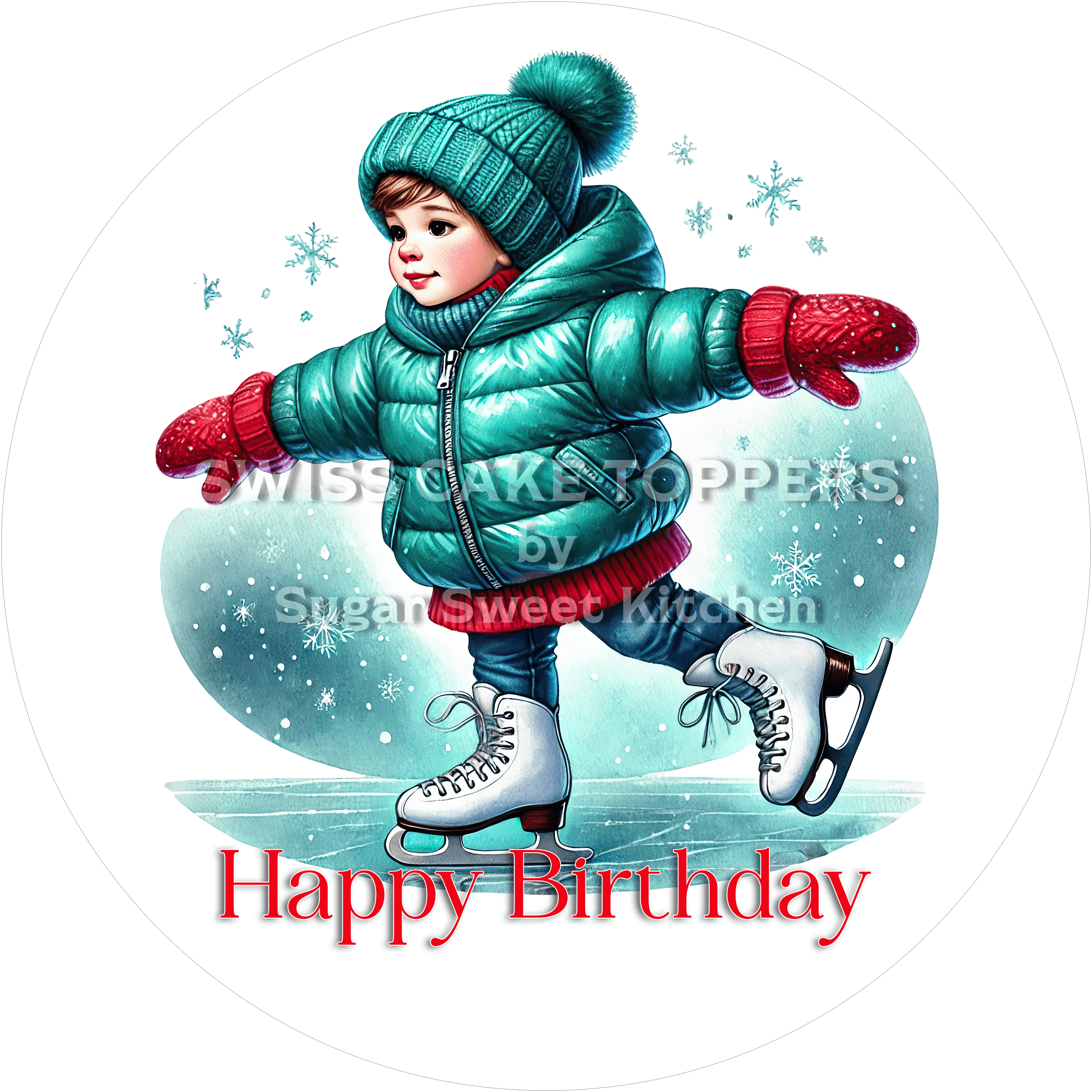 Tortenaufleger Geburtstag Eiskunstlauf 01 - essbar & personalisierbar - Fondant- Torten- Cupcakeaufleger Sugar Sweet