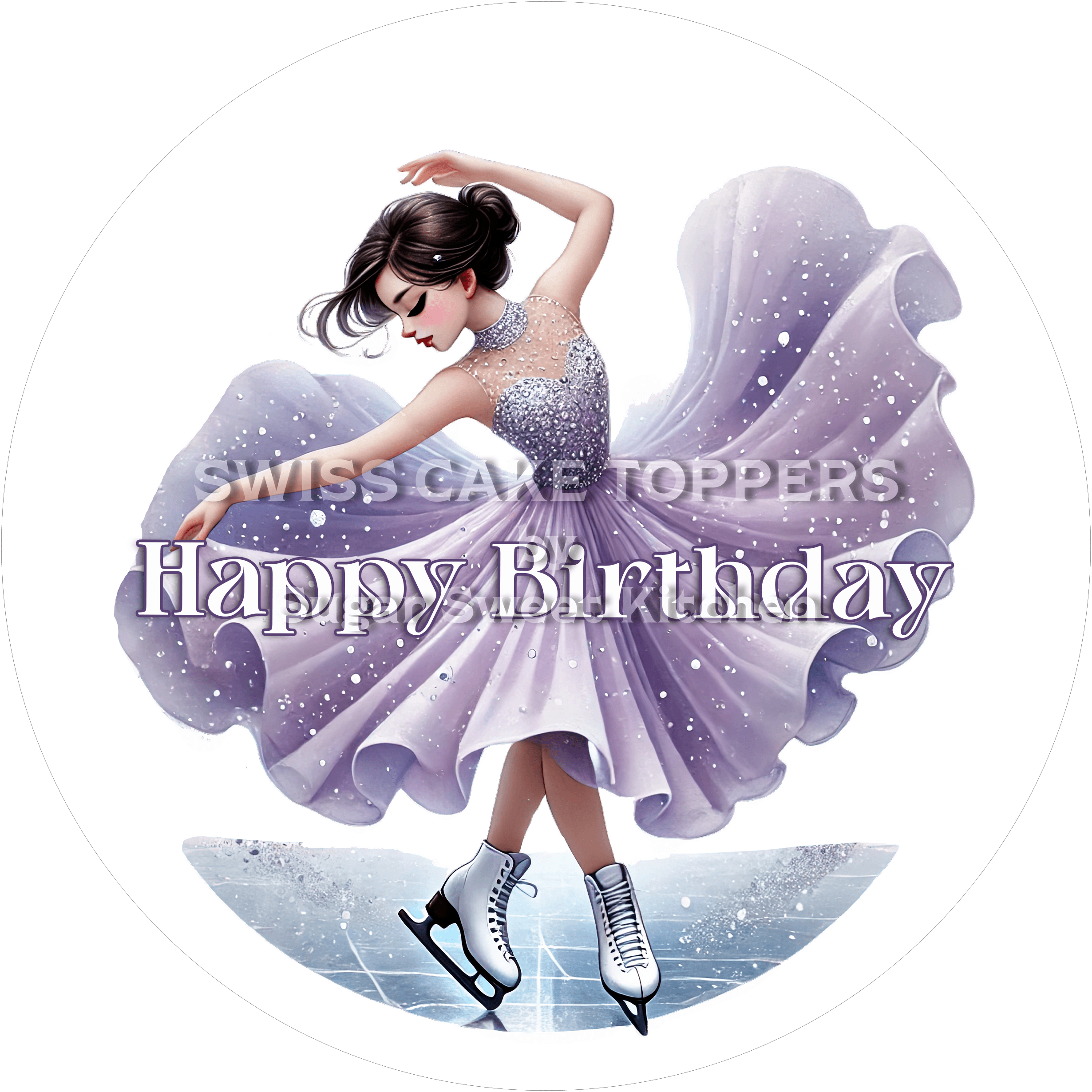 Tortenaufleger Geburtstag Eiskunstlauf 02 - essbar & personalisierbar - Fondant- Torten- Cupcakeaufleger Sugar Sweet