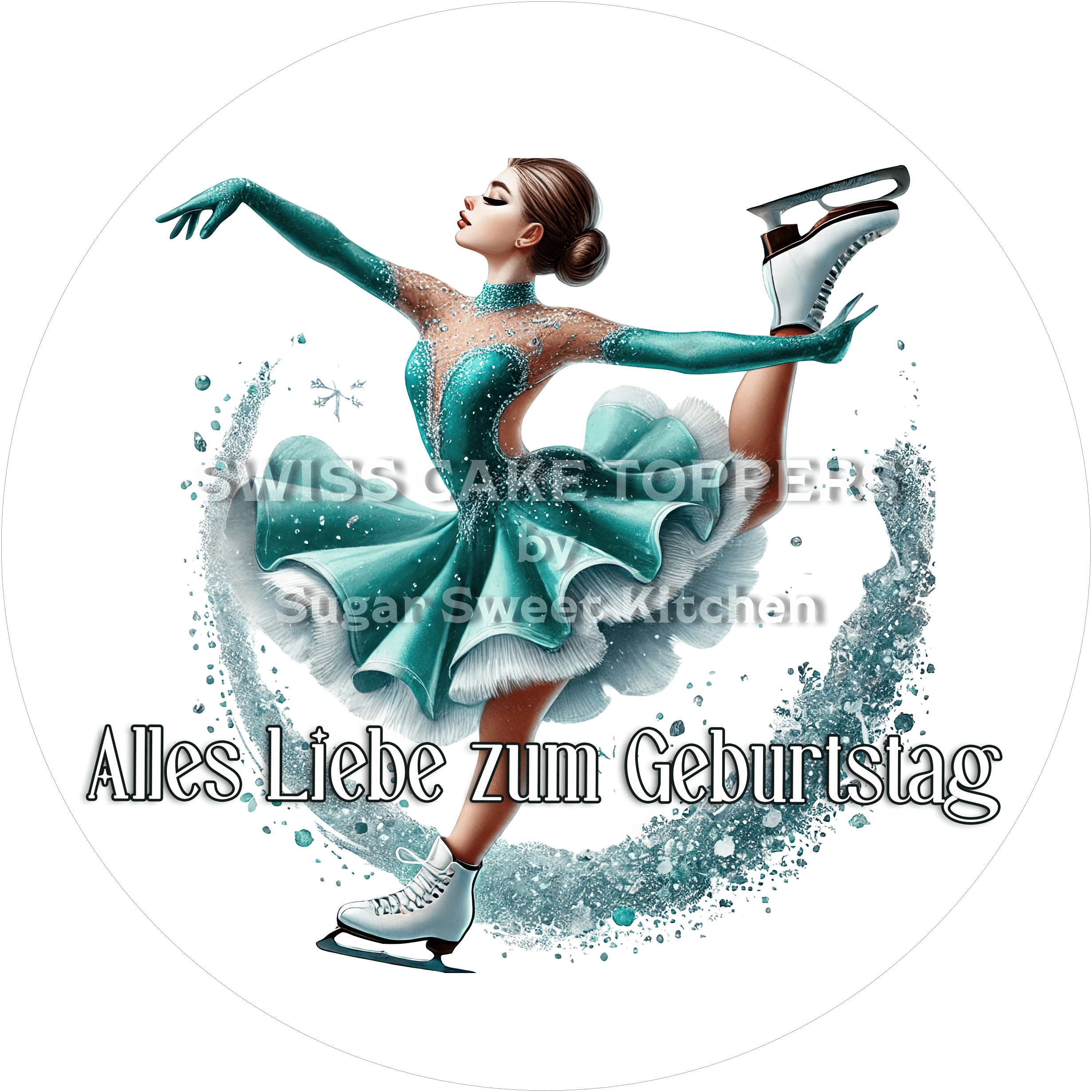Tortenaufleger Geburtstag Eiskunstlauf 03 - essbar & personalisierbar - Fondant- Torten- Cupcakeaufleger Sugar Sweet