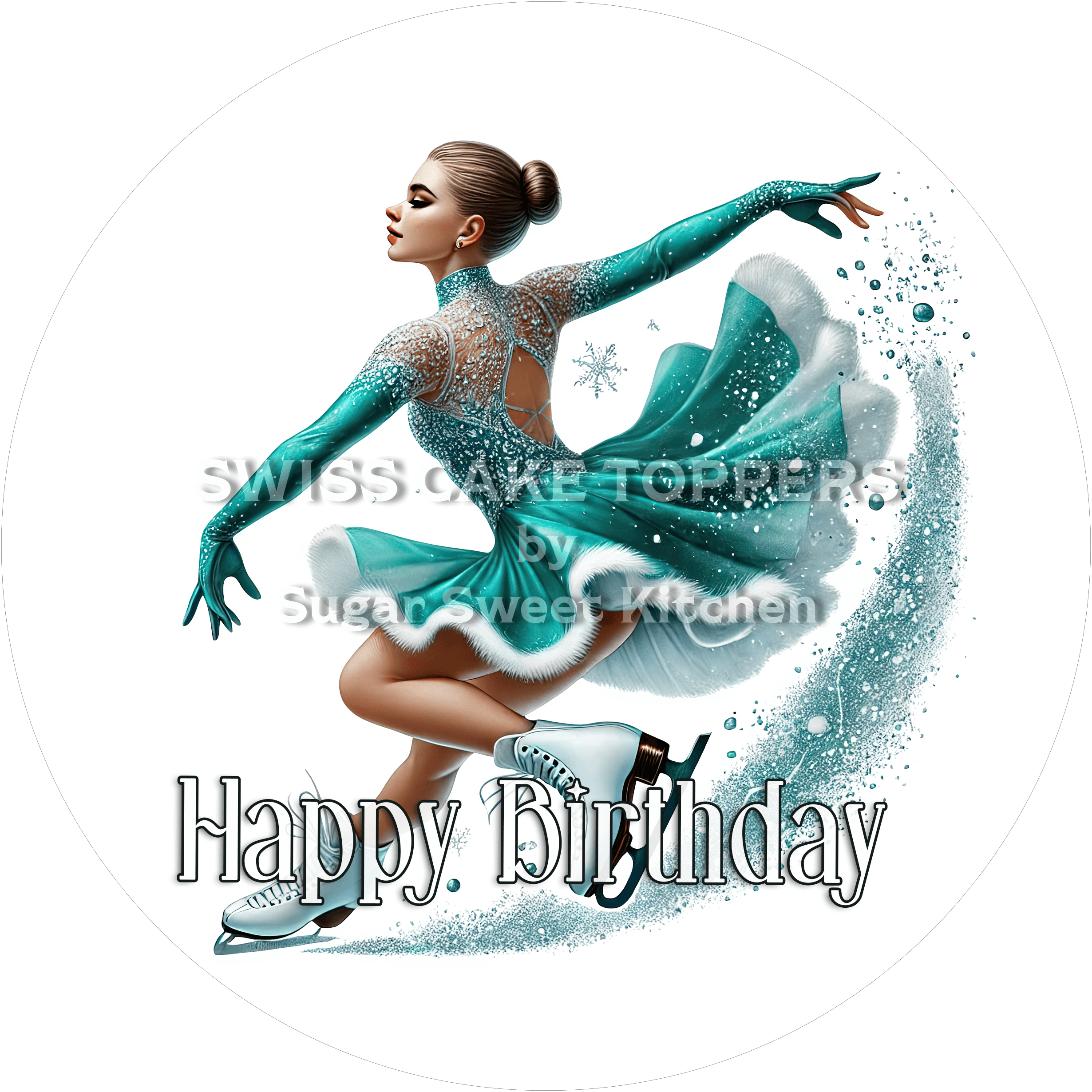 Tortenaufleger Geburtstag Eiskunstlauf 04 - essbar & personalisierbar - Fondant- Torten- Cupcakeaufleger Sugar Sweet