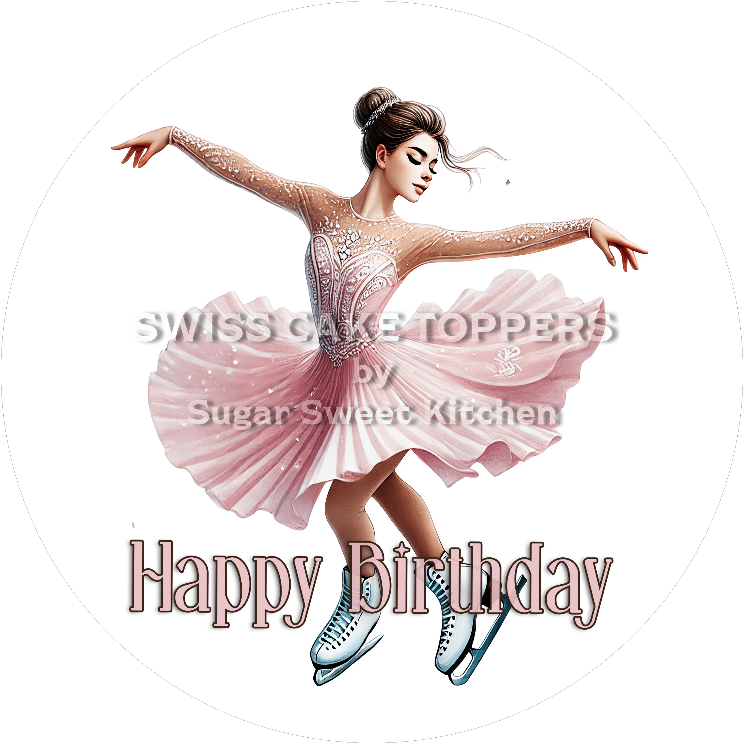 Tortenaufleger Geburtstag Eiskunstlauf 05 - essbar & personalisierbar - Fondant- Torten- Cupcakeaufleger Sugar Sweet