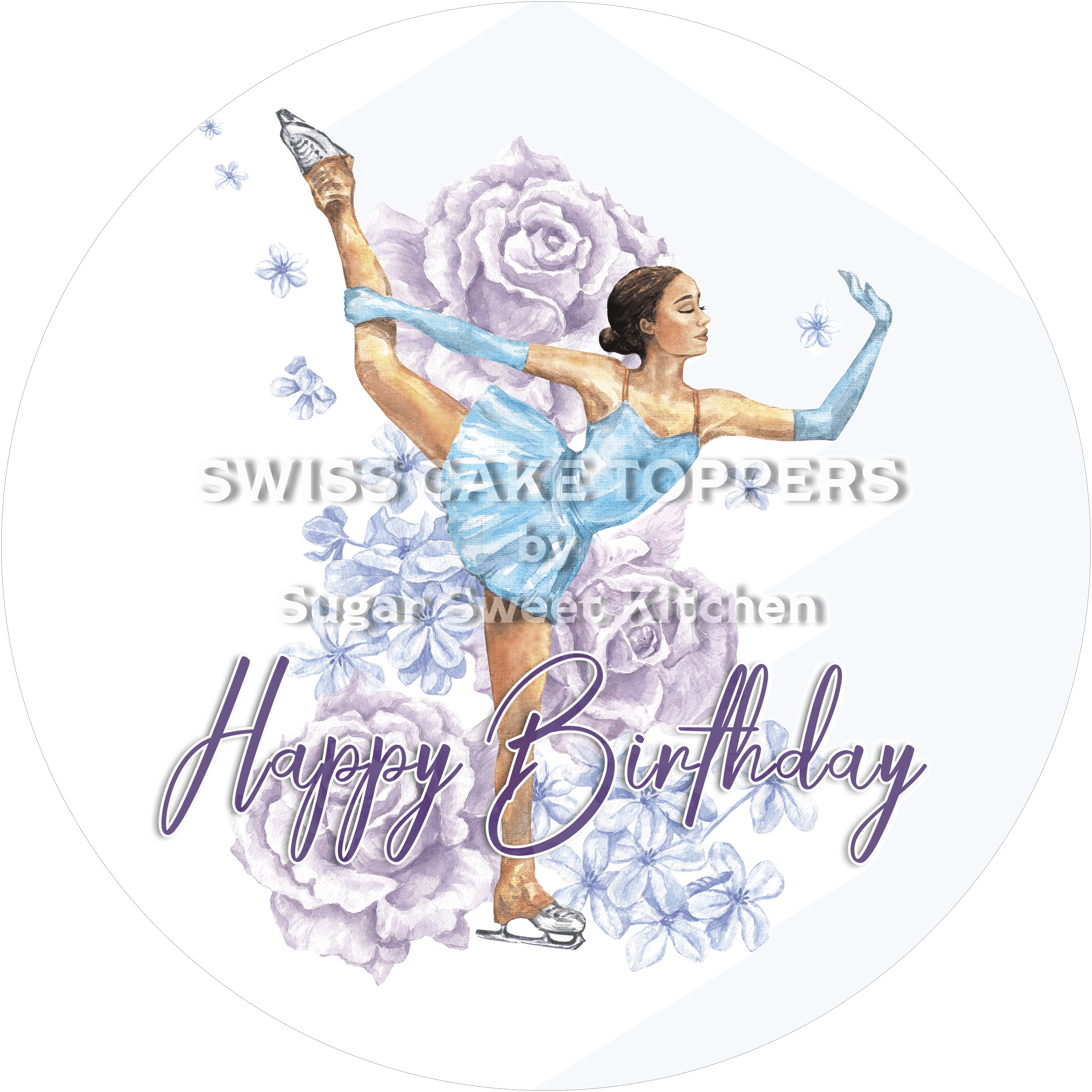 Tortenaufleger Geburtstag Eiskunstlauf 06 - essbar & personalisierbar - Fondant- Torten- Cupcakeaufleger Sugar Sweet
