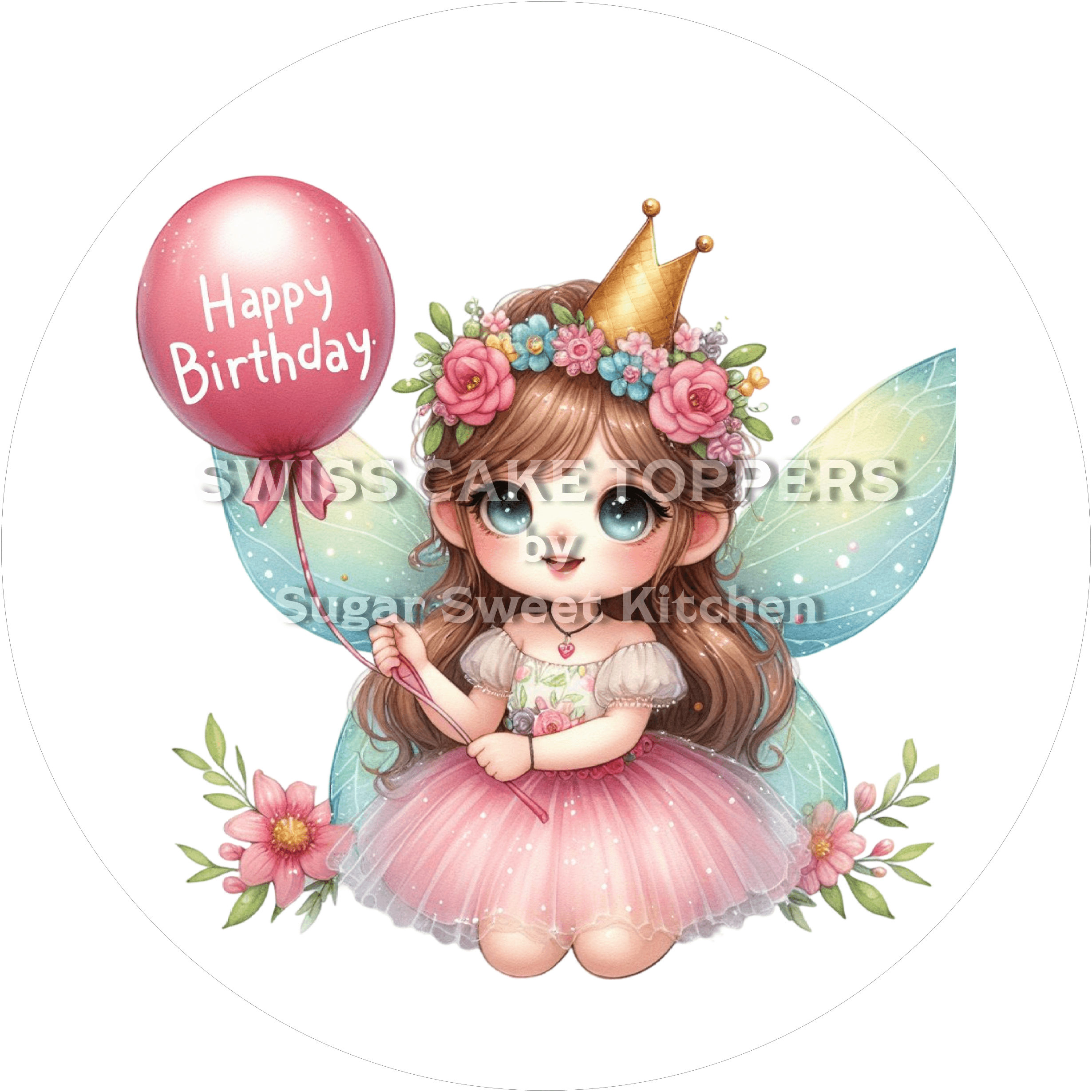 Tortenaufleger Geburtstag Fee 03 - essbar & personalisierbar - Fondant- Torten- Cupcakeaufleger Sugar Sweet Kitchen