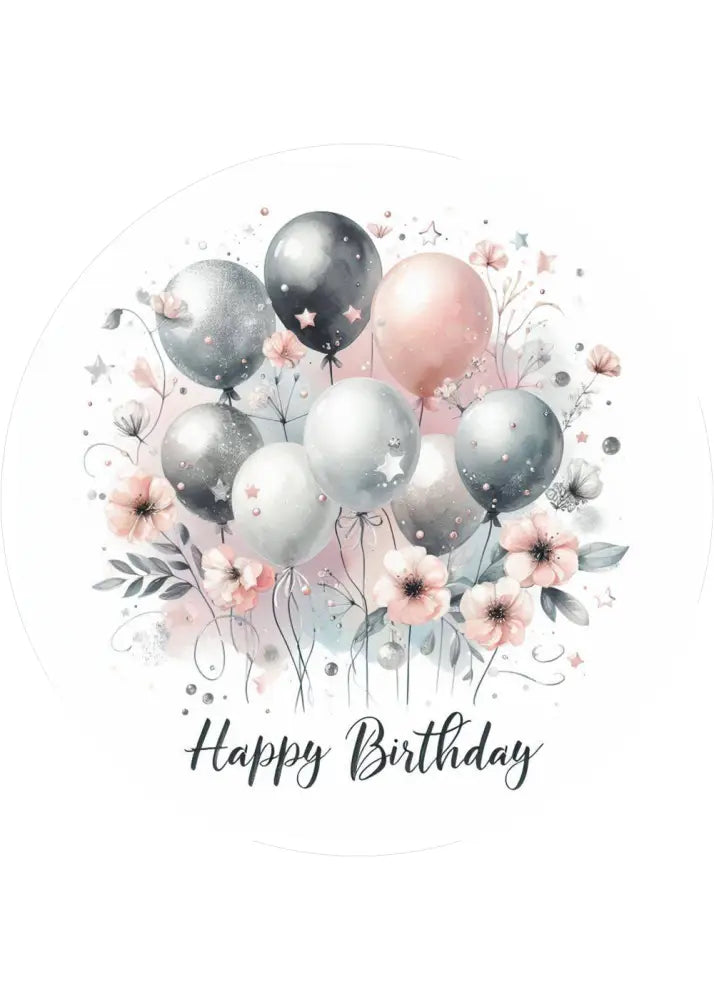 Geburtstags-Tortenaufleger Flower34 - personalisierbar - Fondant- Torten- & Cupcakeaufleger Sugar Sweet Kitchen