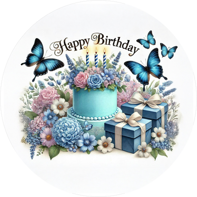 Geburtstags-Tortenaufleger Flower37 - personalisierbar