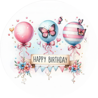 Geburtstags-Tortenaufleger Flower38 - personalisierbar