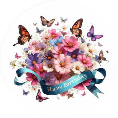 Geburtstags-Tortenaufleger Flower39 - personalisierbar