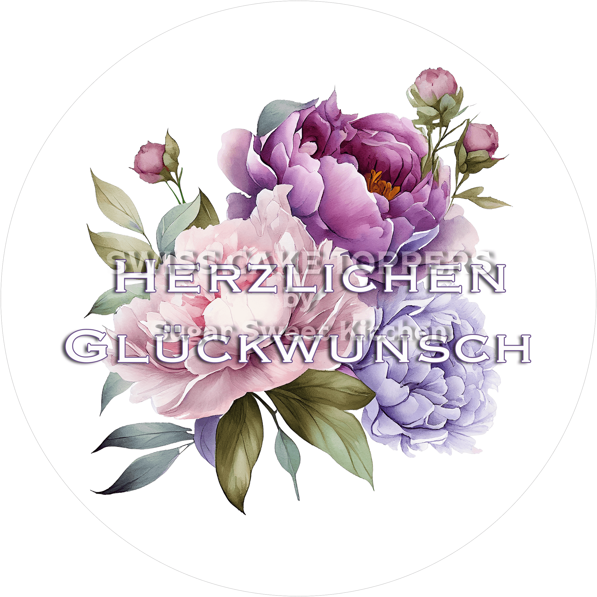 Geburtstags-Tortenaufleger Flower4 - personalisierbar - Fondant- Torten- & Cupcakeaufleger Sugar Sweet Kitchen