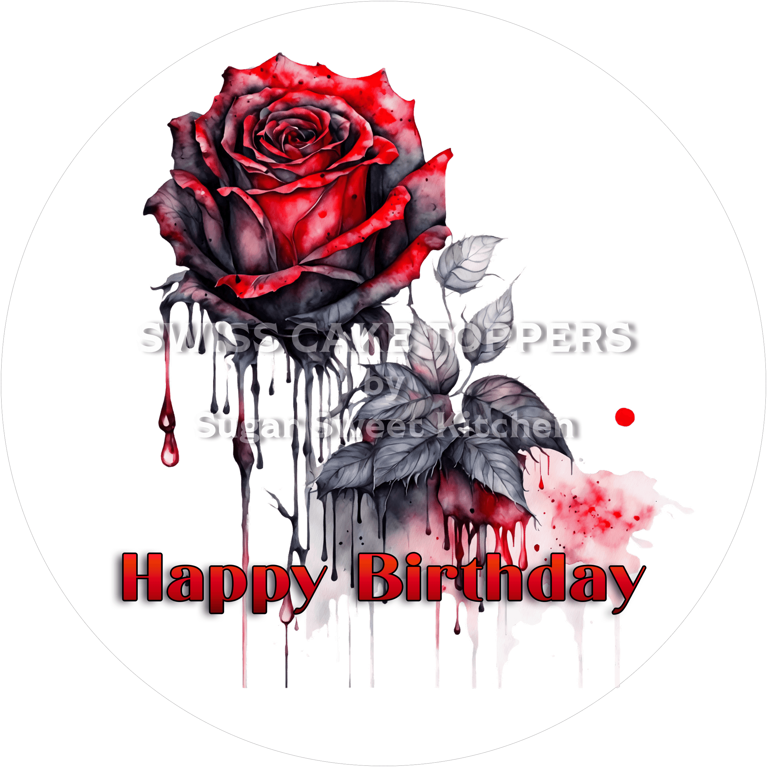 Geburtstags-Tortenaufleger Flower9 - personalisierbar - Fondant- Torten- & Cupcakeaufleger Sugar Sweet Kitchen