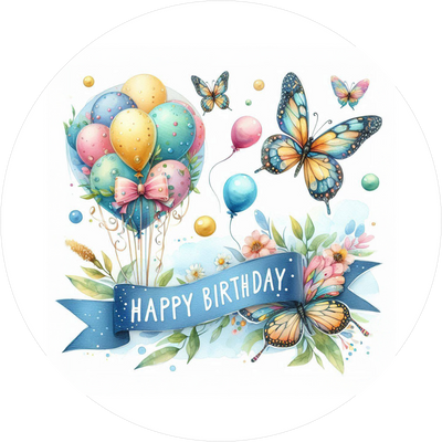 Geburtstags-Tortenaufleger Flower35 - personalisierbar