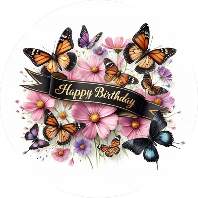 Geburtstags-Tortenaufleger Flower36 - personalisierbar