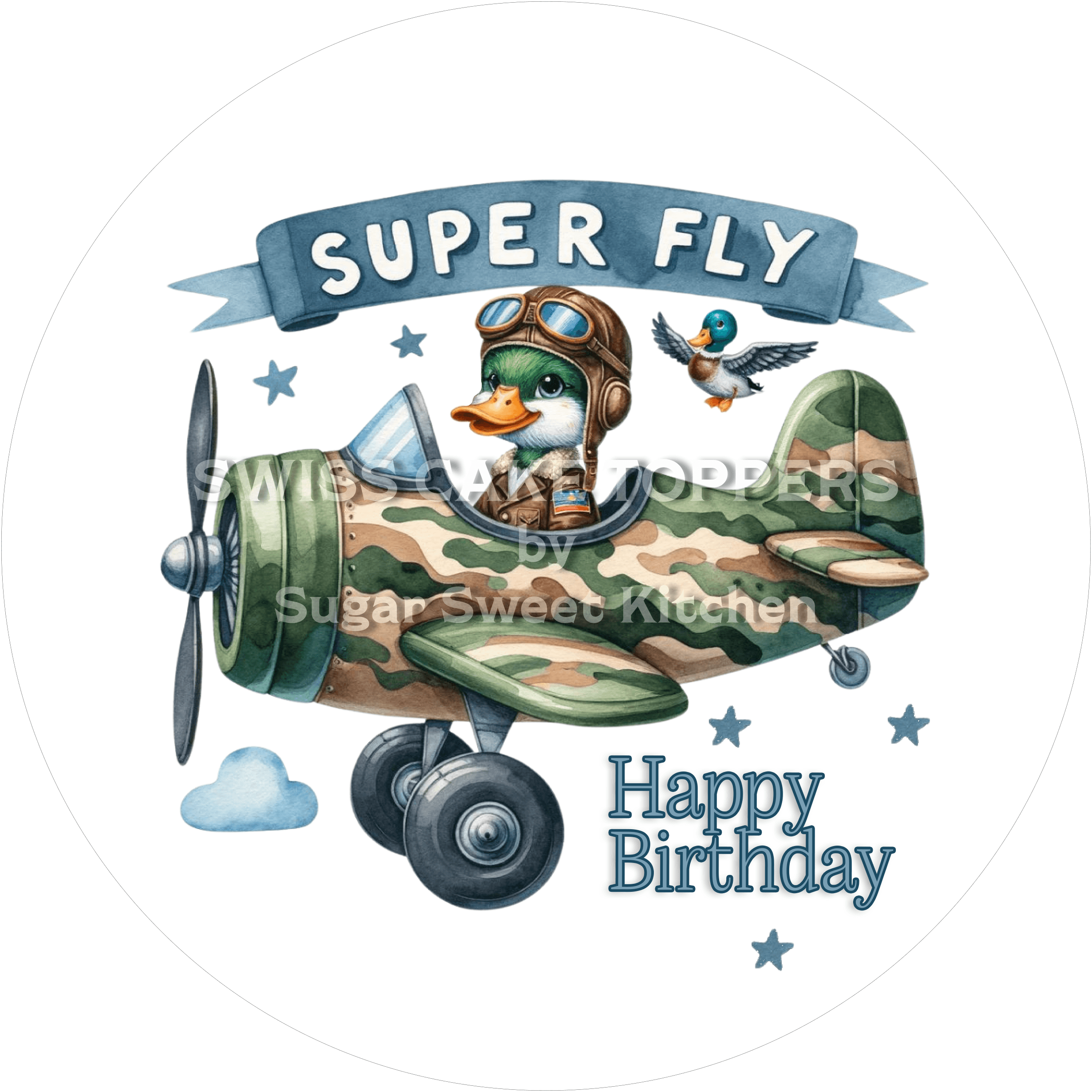 Tortenaufleger Geburtstag Flugzeug 02 - essbar & personalisierbar - Fondant- Torten- Cupcakeaufleger Sugar Sweet Kitchen