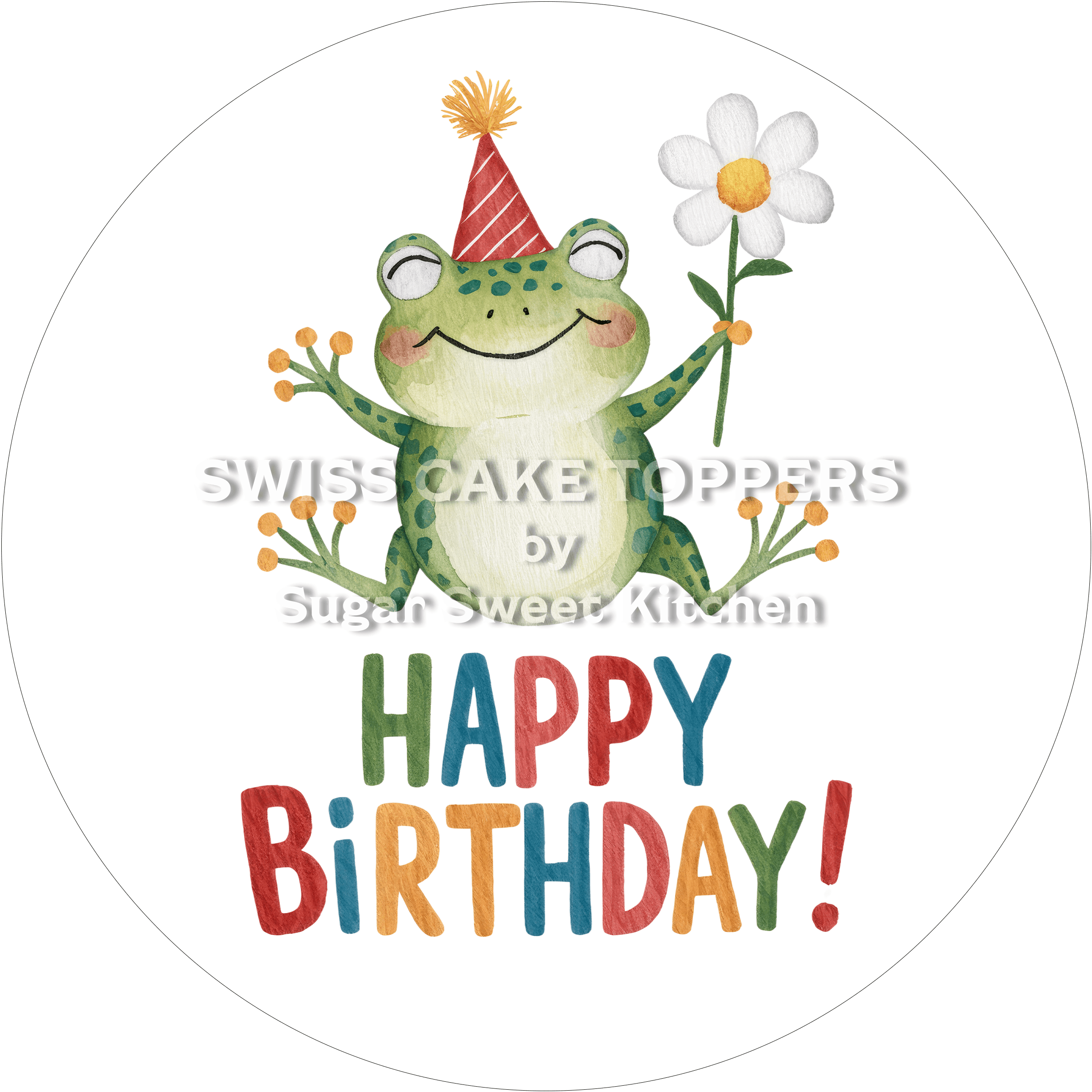 Tortenaufleger Geburtstag Frosch 01 - essbar & personalisierbar - Fondant- Torten- Cupcakeaufleger Sugar Sweet Kitchen