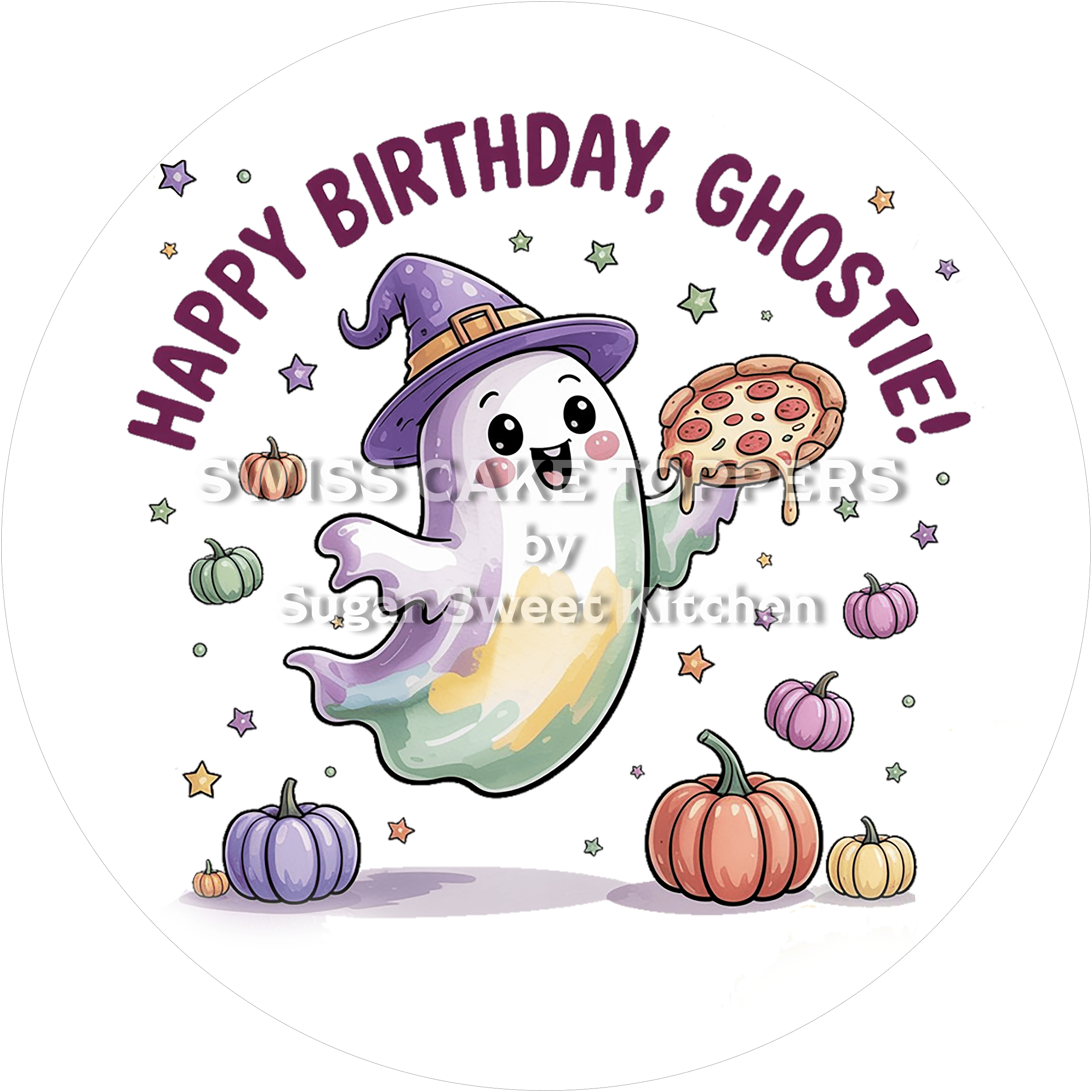 Tortenaufleger Geburtstag Ghost 01 - essbar & personalisierbar - Fondant- Torten- Cupcakeaufleger Sugar Sweet Kitchen