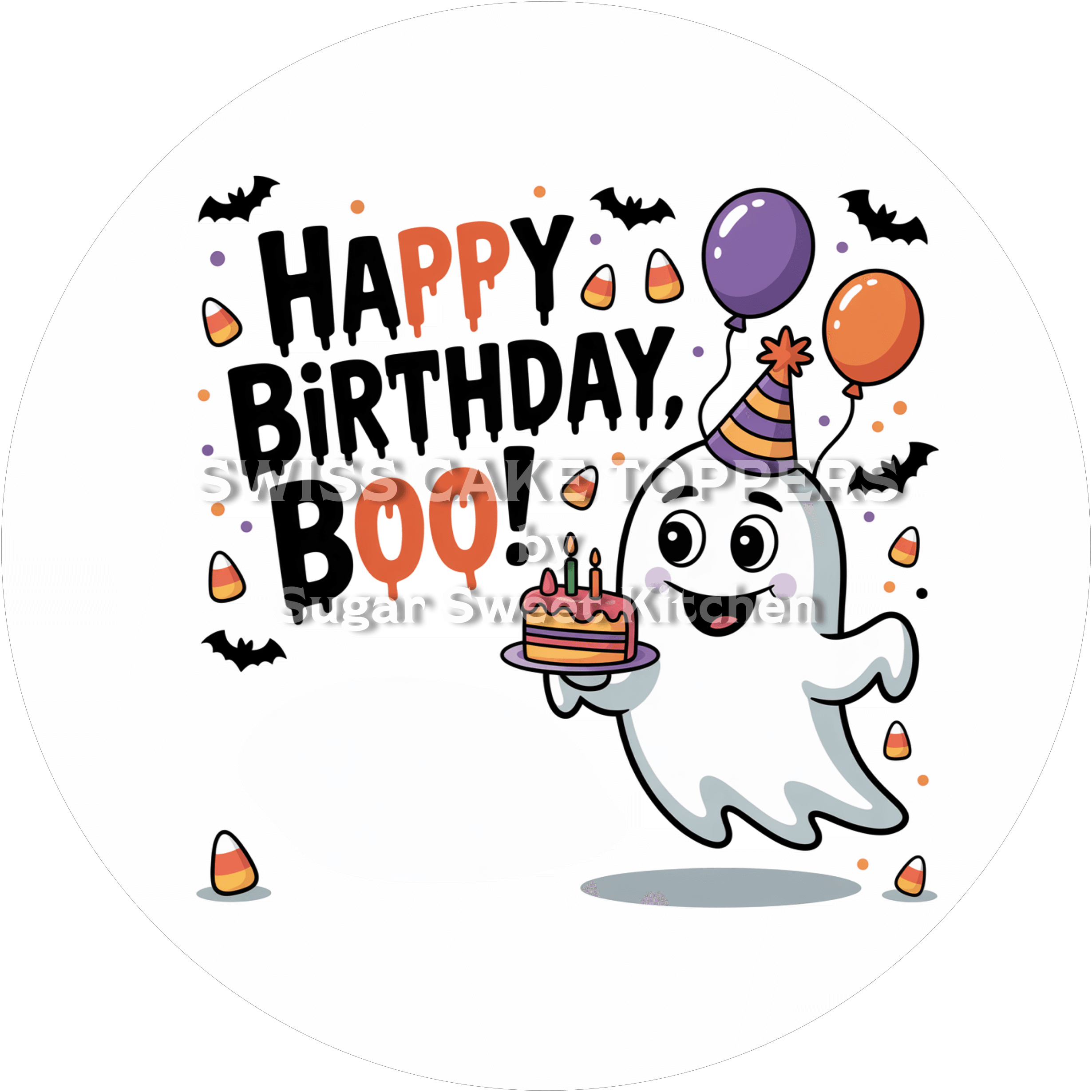 Grusliger Geburtstags-Tortenaufleger Ghost3 - personalisierbar - Fondant- Torten- & Cupcakeaufleger Sugar Sweet Kitchen