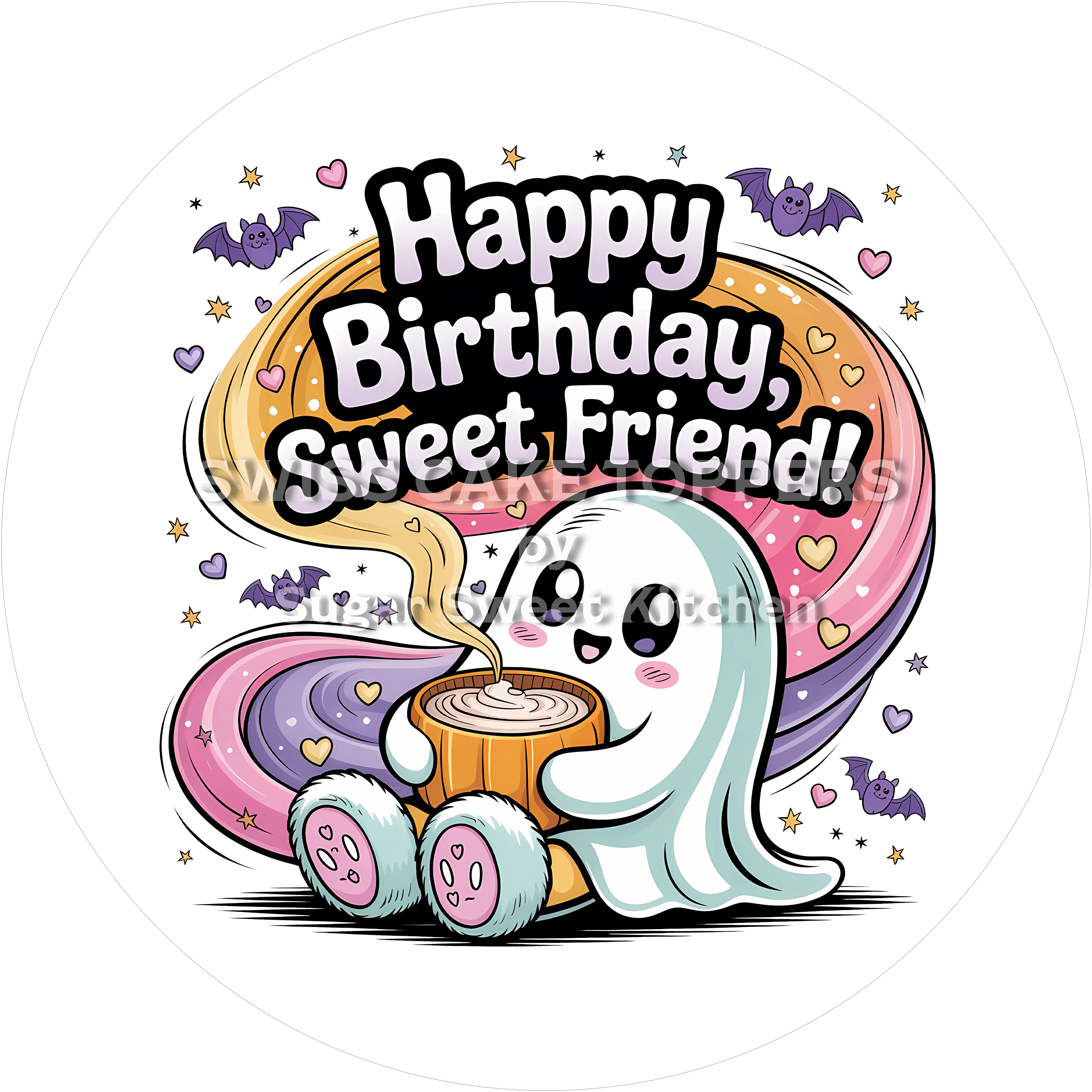 Grusliger Geburtstags-Tortenaufleger Ghost4 - personalisierbar - Fondant- Torten- & Cupcakeaufleger Sugar Sweet Kitchen