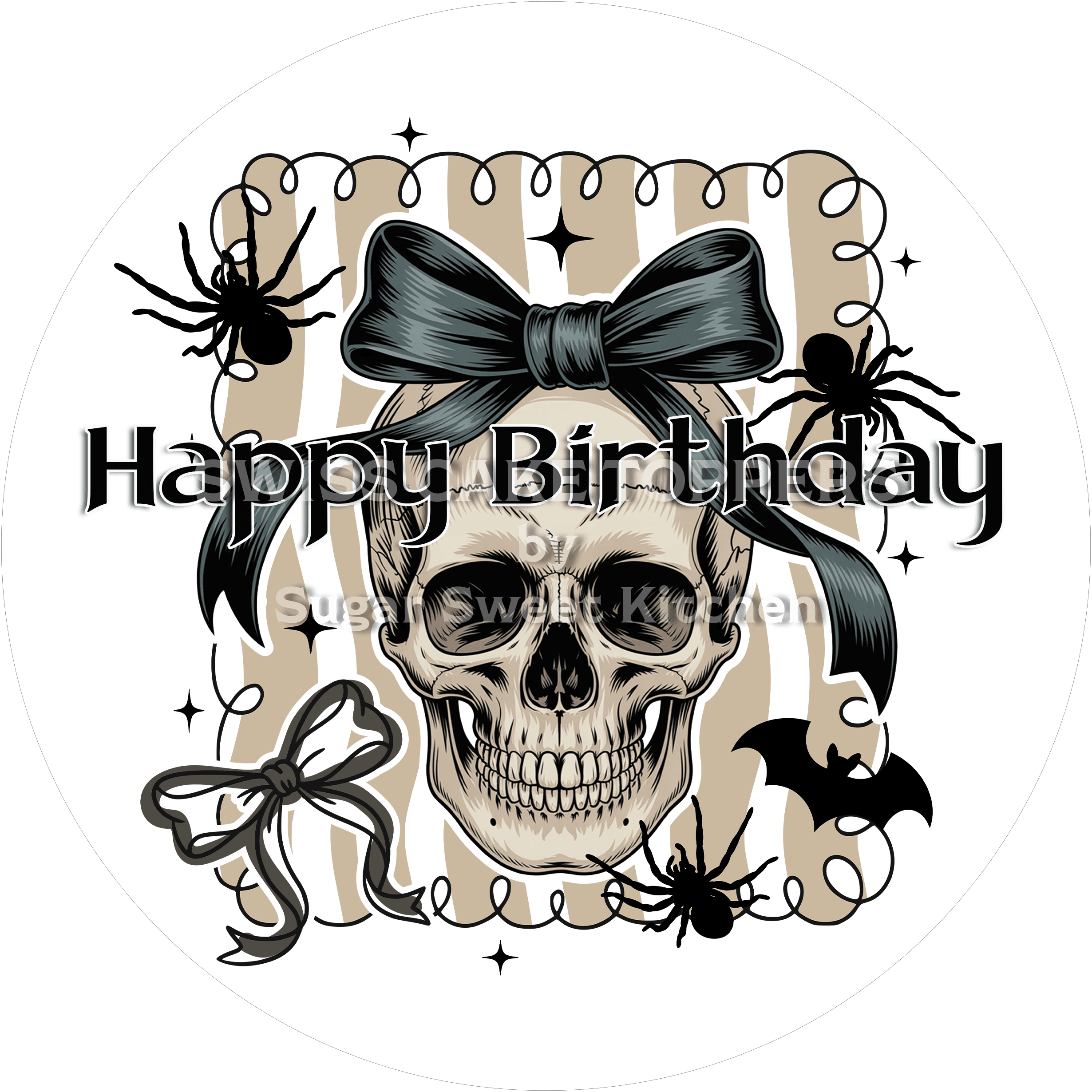 Grusliger Geburtstags-Tortenaufleger Gothic1 - personalisierbar - Fondant- Torten- & Cupcakeaufleger Sugar Sweet Kitchen