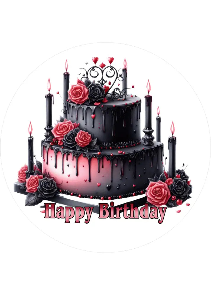 Geburtstags-Tortenaufleger Gothic4 - personalisierbar - Fondant- Torten- & Cupcakeaufleger Sugar Sweet Kitchen