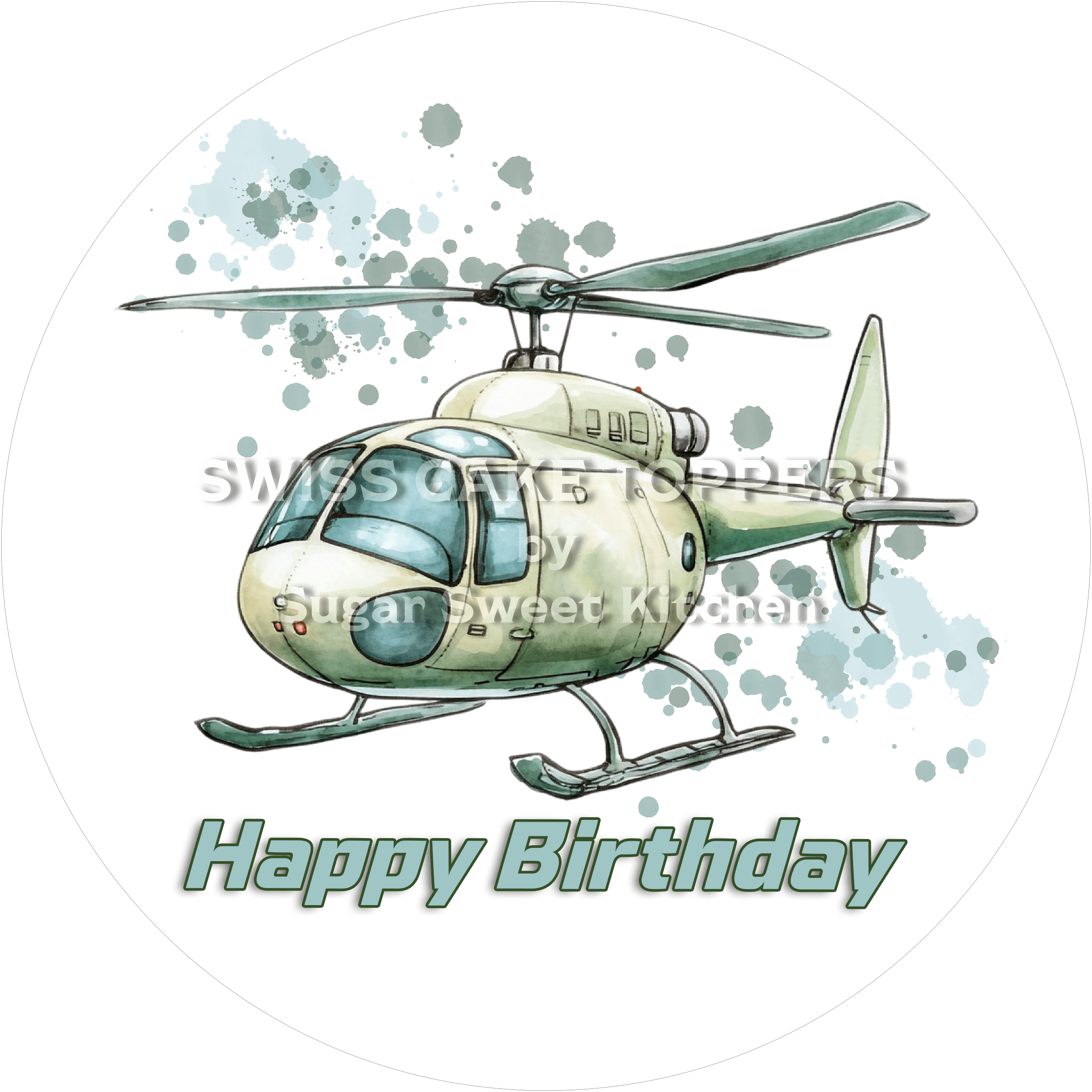 Tortenaufleger Geburtstag Helikopter 01 - essbar & personalisierbar - Fondant- Torten- Cupcakeaufleger Sugar Sweet