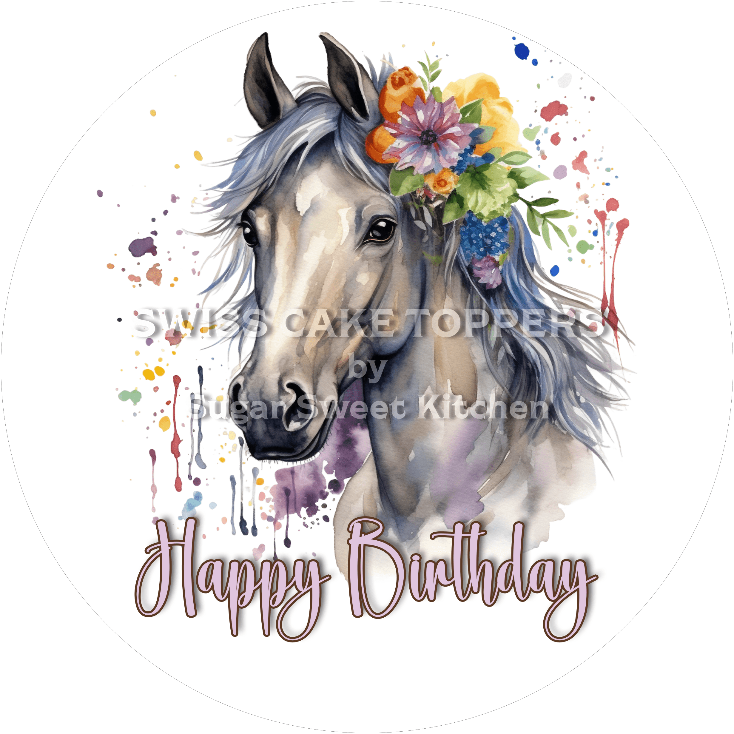 Tier-Geburtstags-Tortenaufleger Horse1 - personalisierbar - Fondant- Torten- & Cupcakeaufleger Sugar Sweet Kitchen