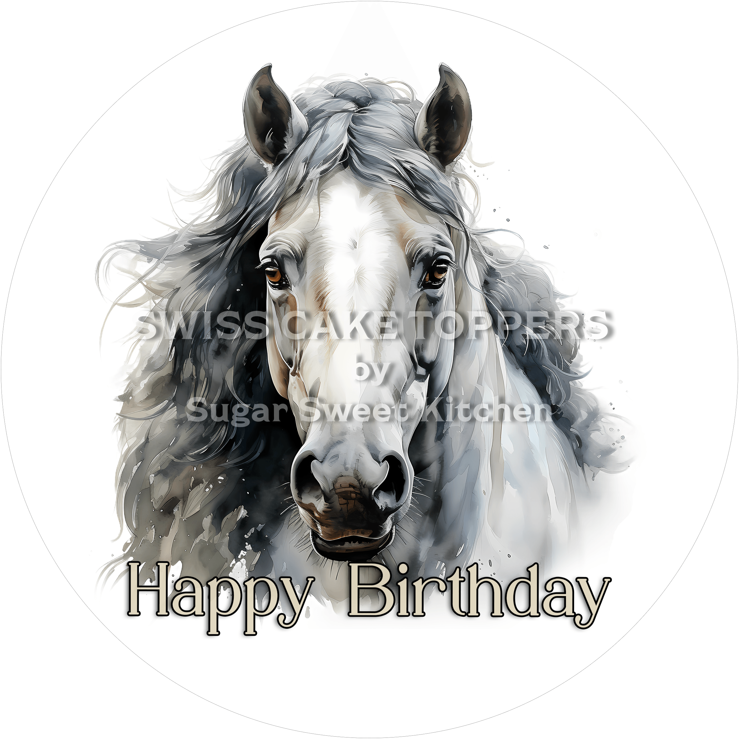 Tier-Geburtstags-Tortenaufleger Horse10 - personalisierbar - Fondant- Torten- & Cupcakeaufleger Sugar Sweet Kitchen