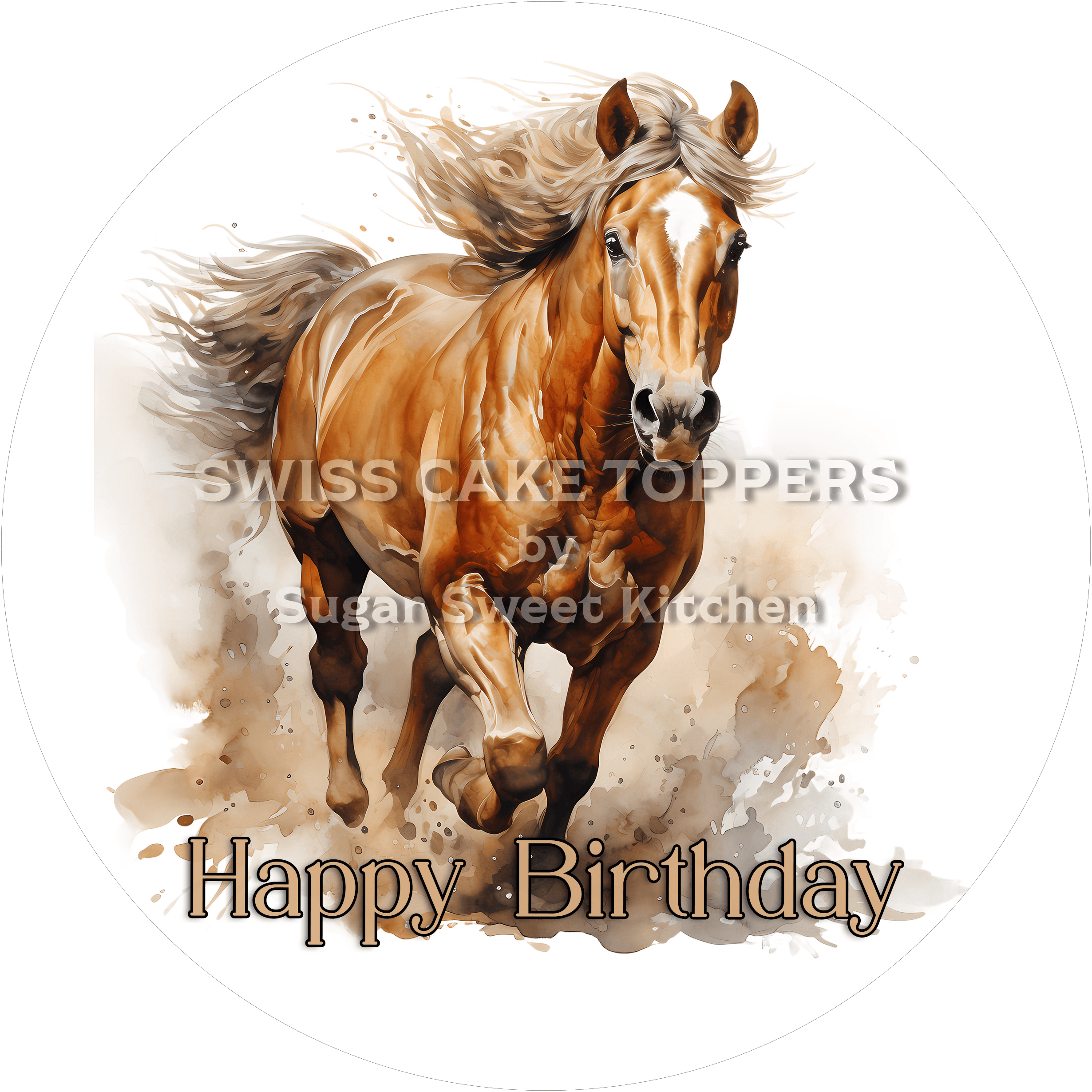 Tier-Geburtstags-Tortenaufleger Horse11 - personalisierbar - Fondant- Torten- & Cupcakeaufleger Sugar Sweet Kitchen