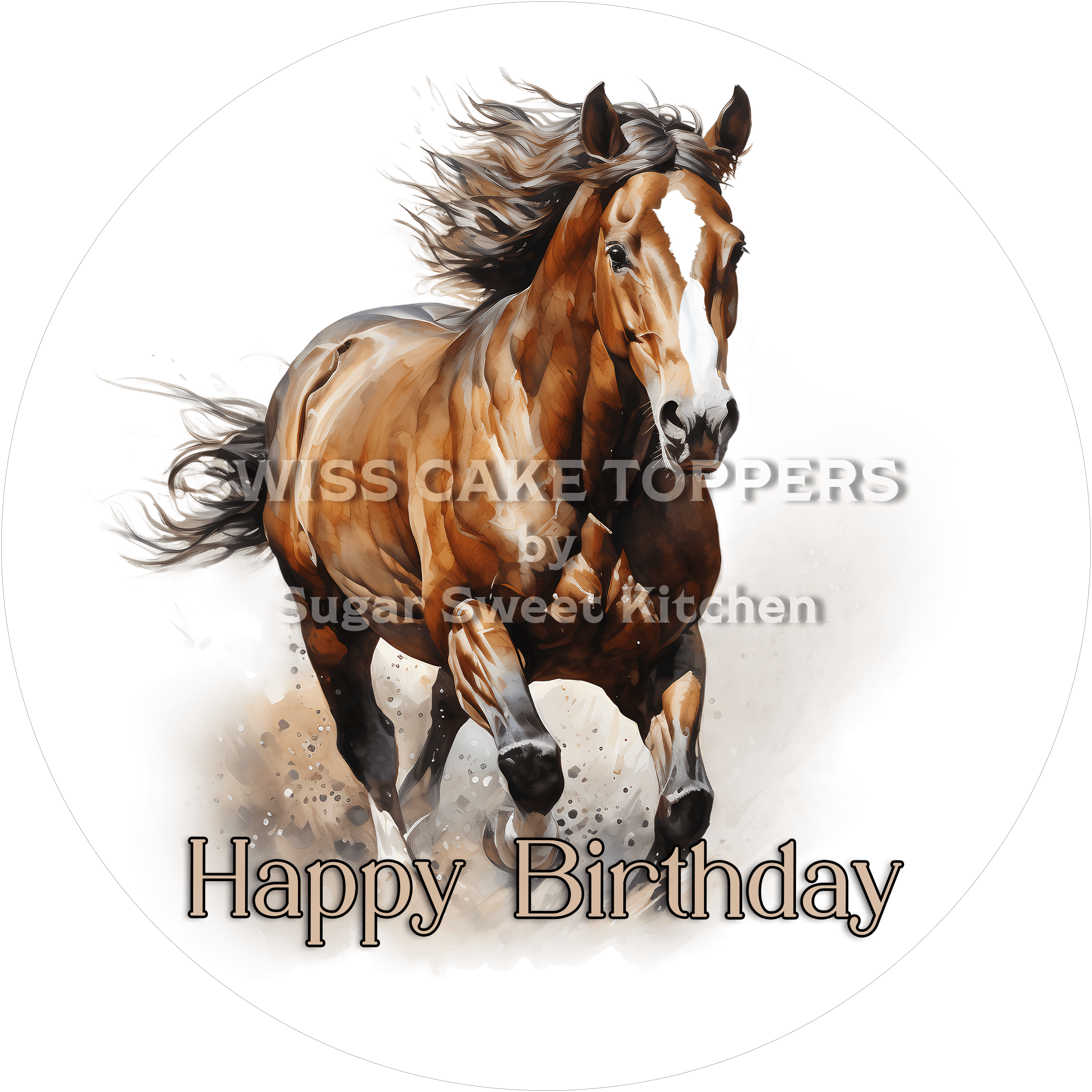 Tier-Geburtstags-Tortenaufleger Horse12 - personalisierbar - Fondant- Torten- & Cupcakeaufleger Sugar Sweet Kitchen
