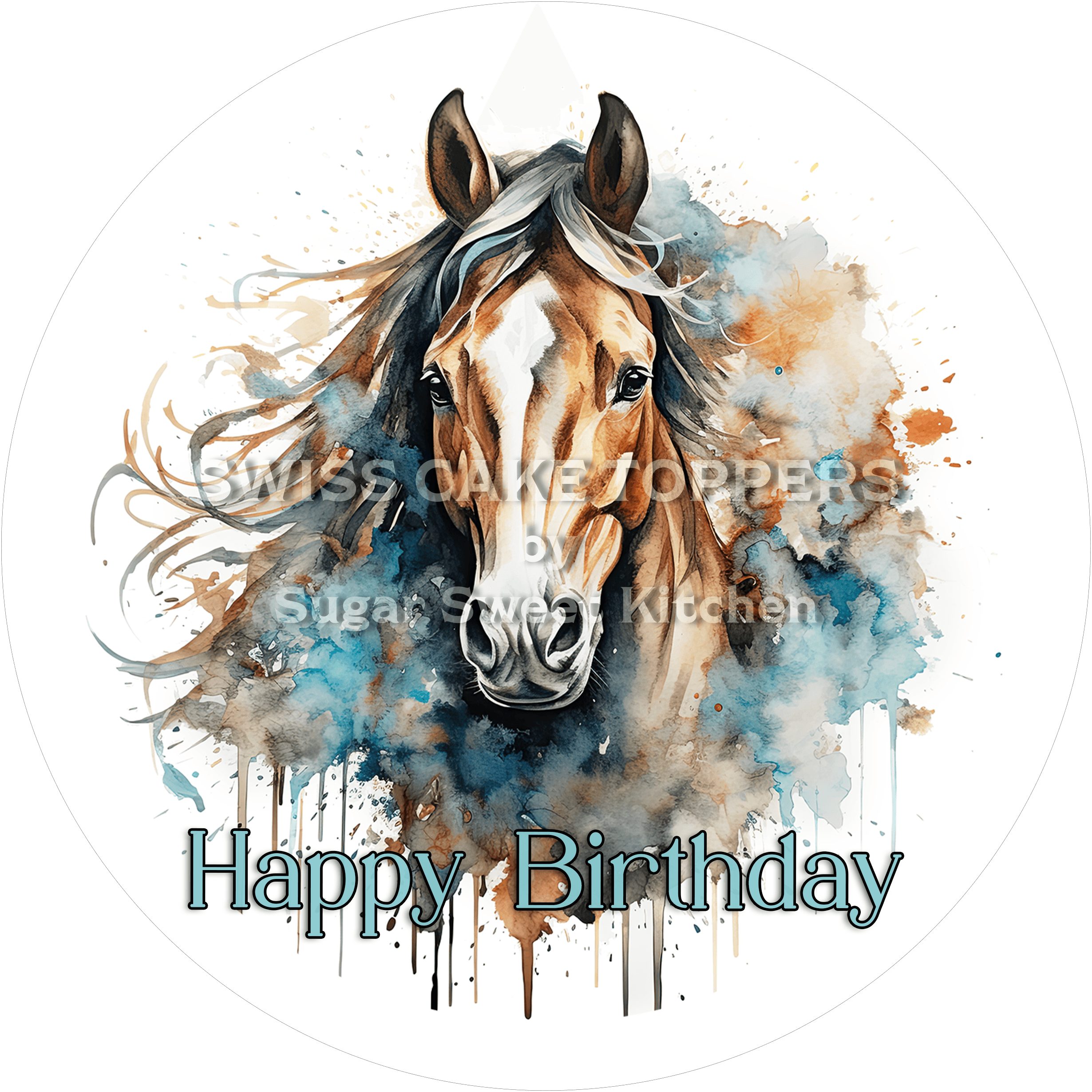 Tier-Geburtstags-Tortenaufleger Horse15 - personalisierbar - Fondant- Torten- & Cupcakeaufleger Sugar Sweet Kitchen
