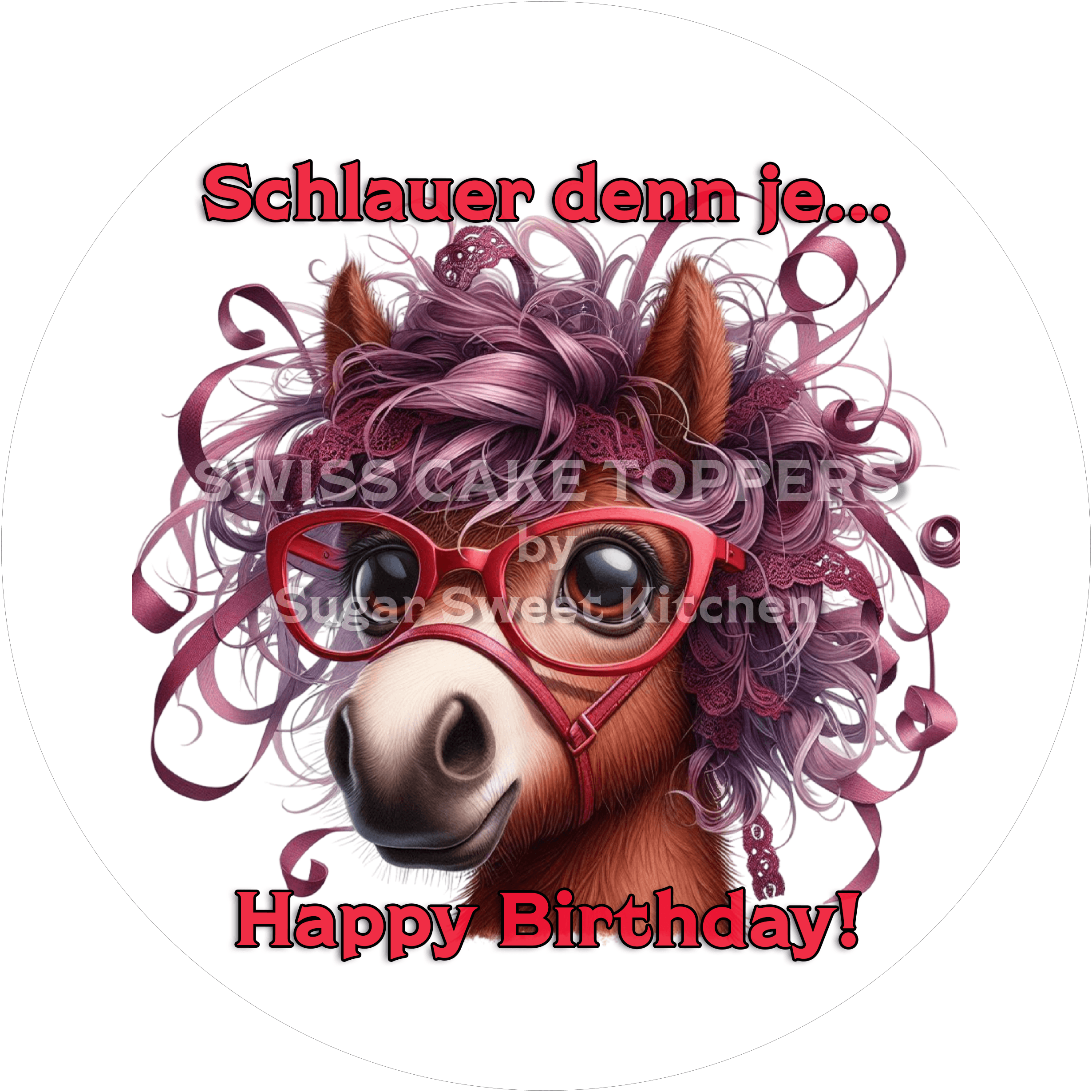 Tier-Geburtstags-Tortenaufleger Horse17 - personalisierbar - Fondant- Torten- & Cupcakeaufleger Sugar Sweet Kitchen