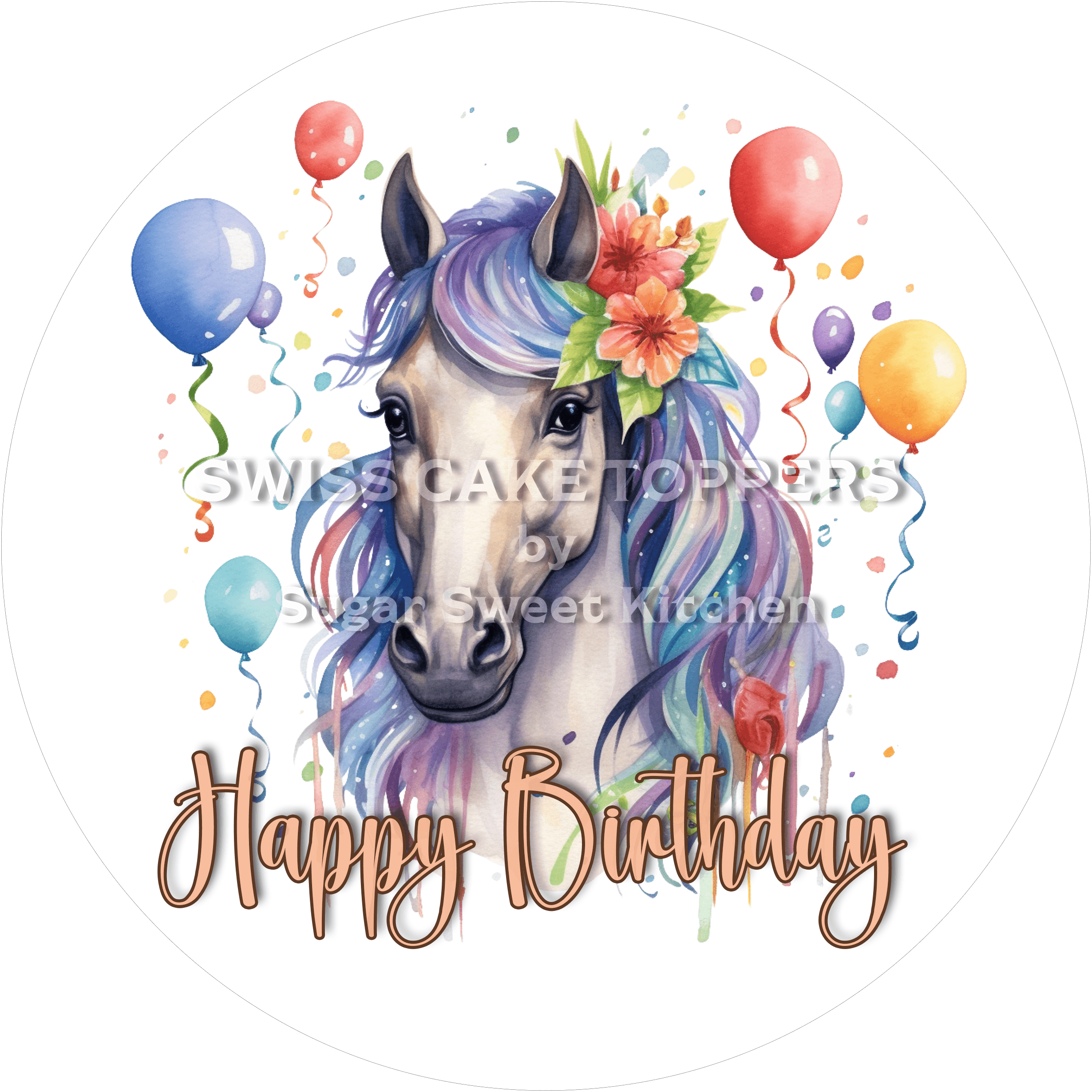 Tier-Geburtstags-Tortenaufleger Horse2 - personalisierbar - Fondant- Torten- & Cupcakeaufleger Sugar Sweet Kitchen