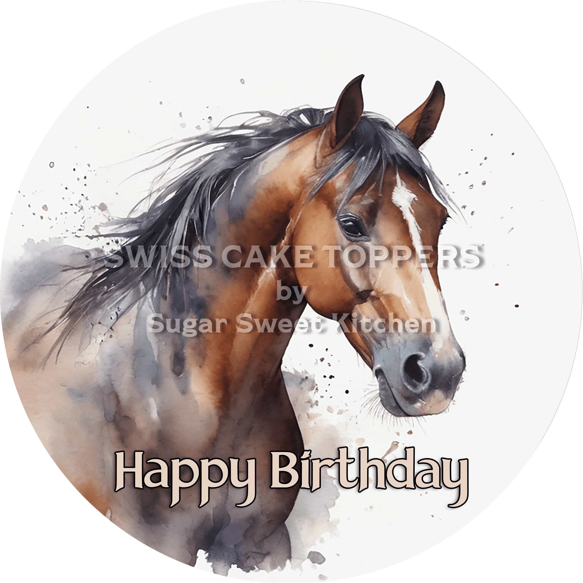 Tier-Geburtstags-Tortenaufleger Horse3 - personalisierbar - Fondant- Torten- & Cupcakeaufleger Sugar Sweet Kitchen