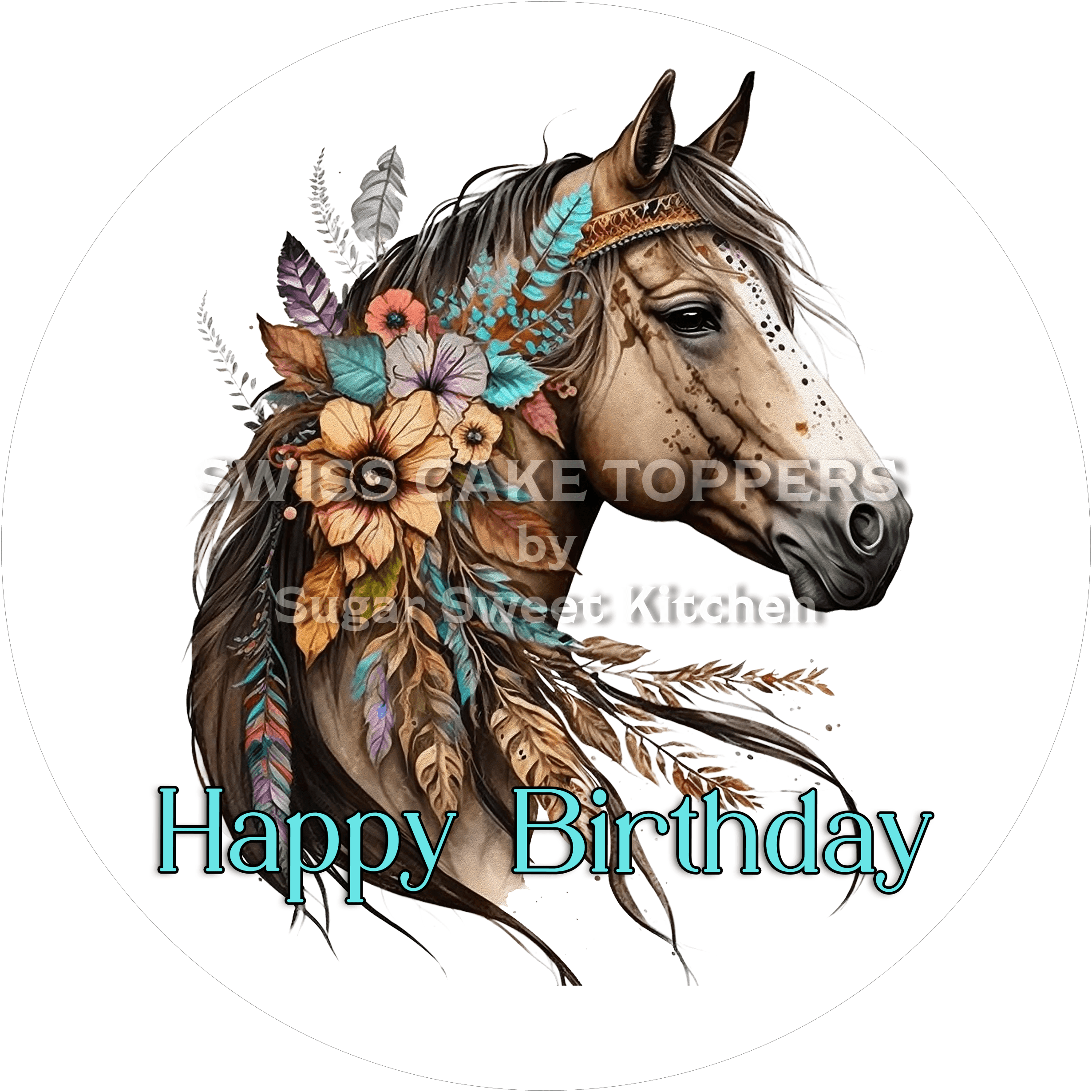 Tier-Geburtstags-Tortenaufleger Horse7 - personalisierbar - Fondant- Torten- & Cupcakeaufleger Sugar Sweet Kitchen