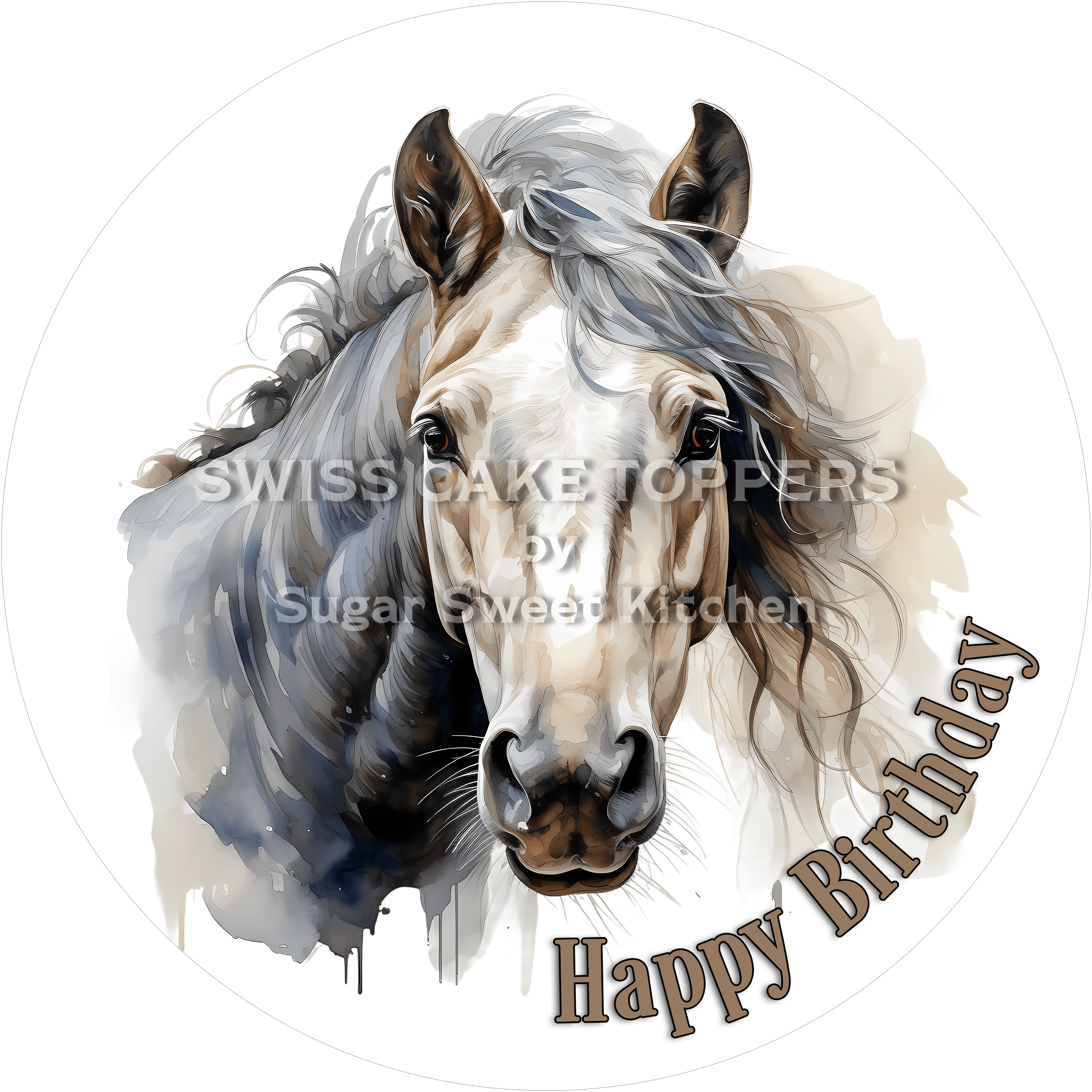 Tier-Geburtstags-Tortenaufleger Horse9 - personalisierbar - Fondant- Torten- & Cupcakeaufleger Sugar Sweet Kitchen