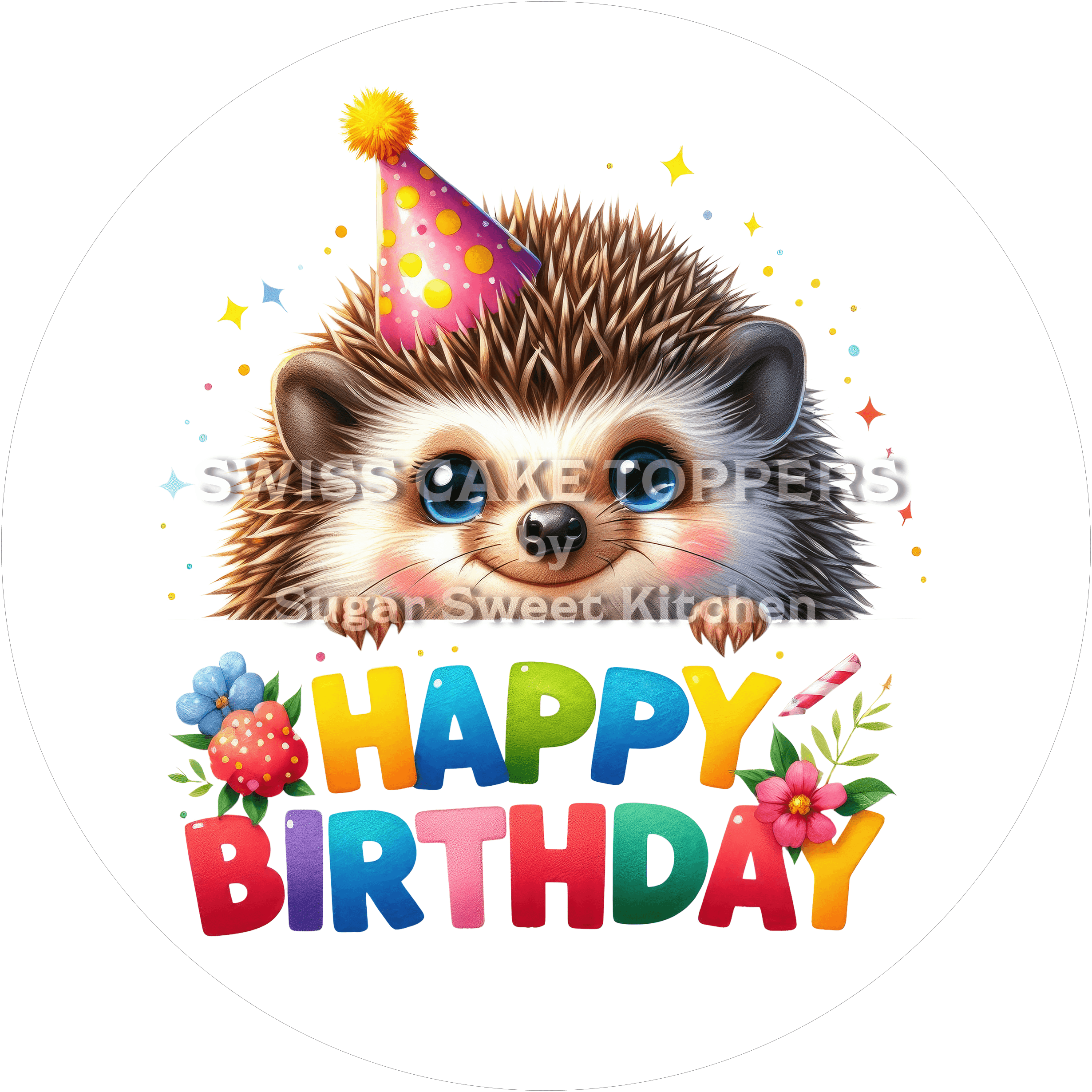 Tortenaufleger Geburtstag Igel 02 - essbar & personalisierbar - Fondant- Torten- Cupcakeaufleger Sugar Sweet Kitchen