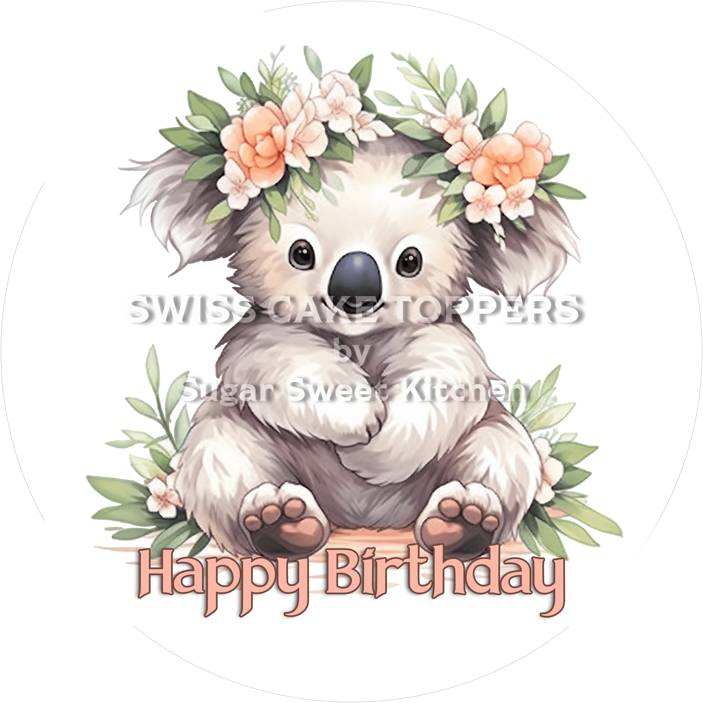 Tier-Geburtstags-Tortenaufleger Koala4 - personalisierbar - Fondant- Torten- & Cupcakeaufleger Sugar Sweet Kitchen