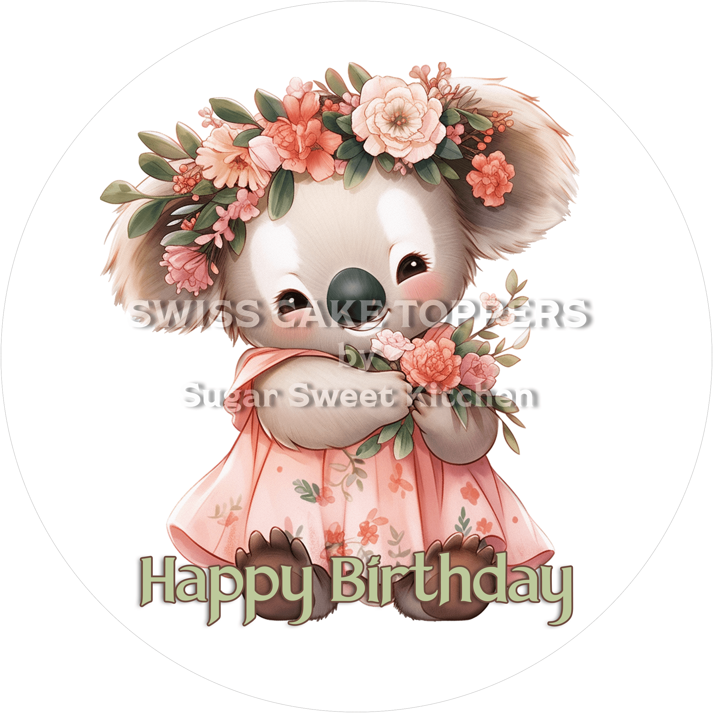 Tier-Geburtstags-Tortenaufleger Koala5 - personalisierbar - Fondant- Torten- & Cupcakeaufleger Sugar Sweet Kitchen