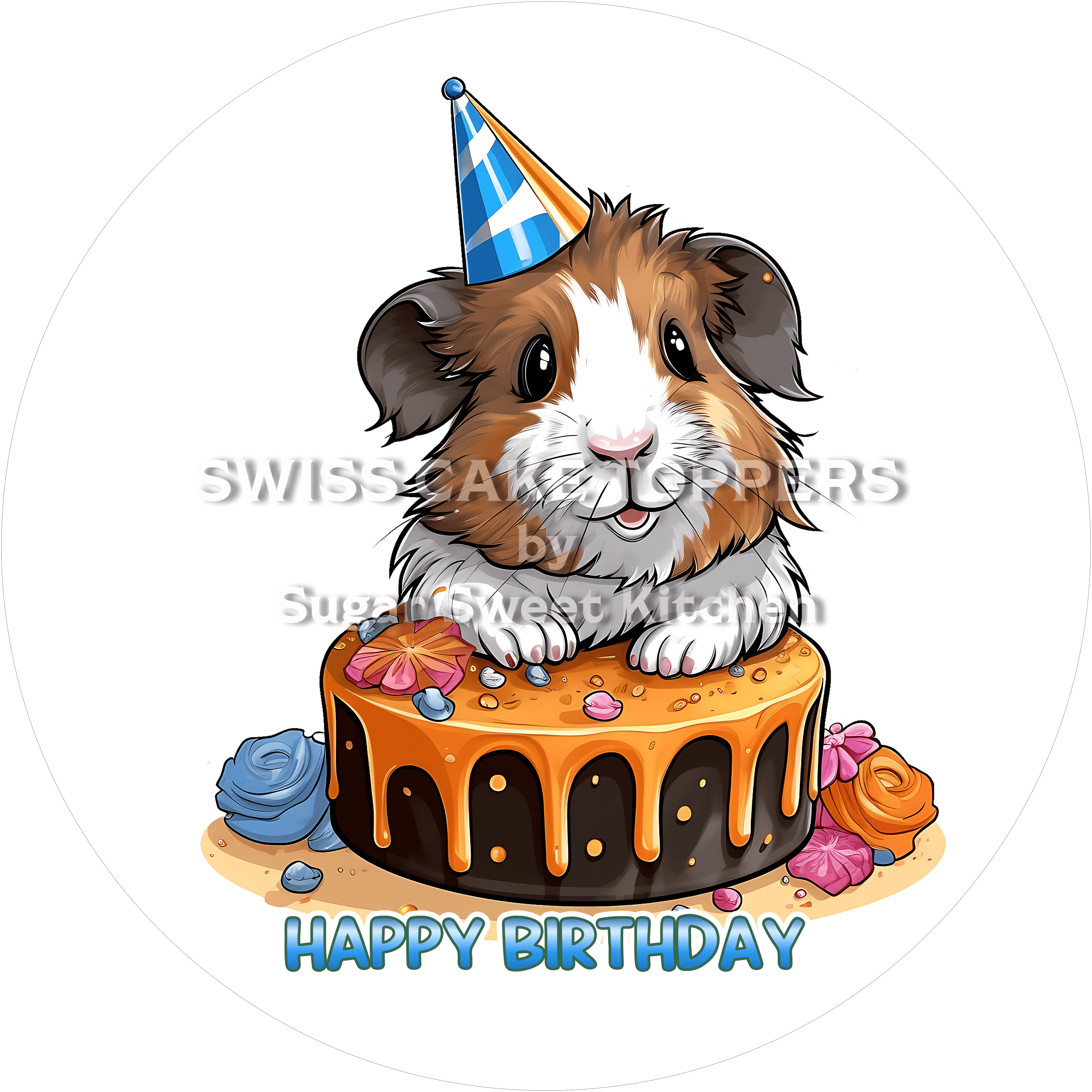 Tier-Tortenaufleger Meerschweinchen5 - personalisierbar - Fondant- Torten- & Cupcakeaufleger Sugar Sweet Kitchen