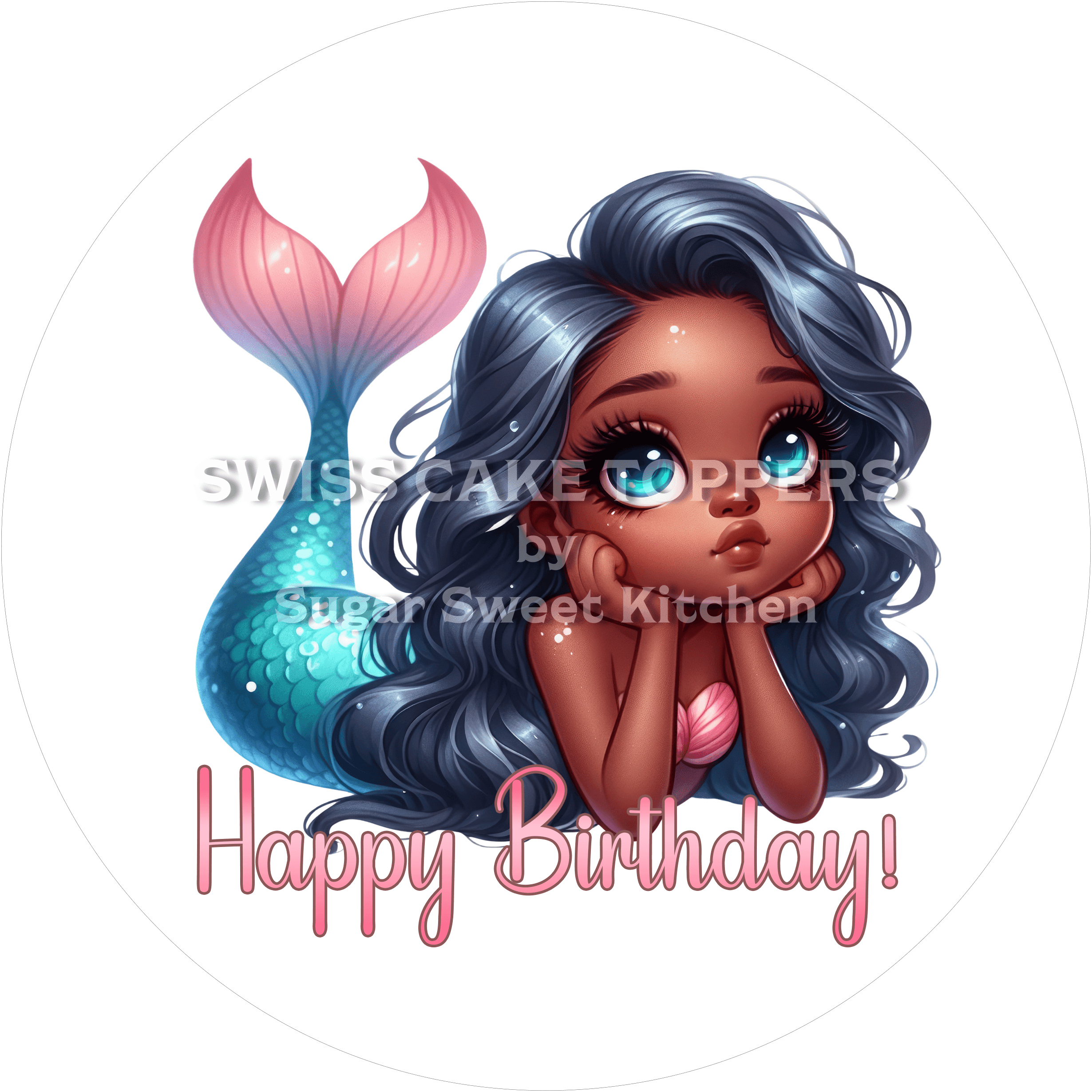 Tortenaufleger Geburtstag Meerjungfrau 04 - essbar & personalisierbar - Fondant- Torten- Cupcakeaufleger Sugar Sweet