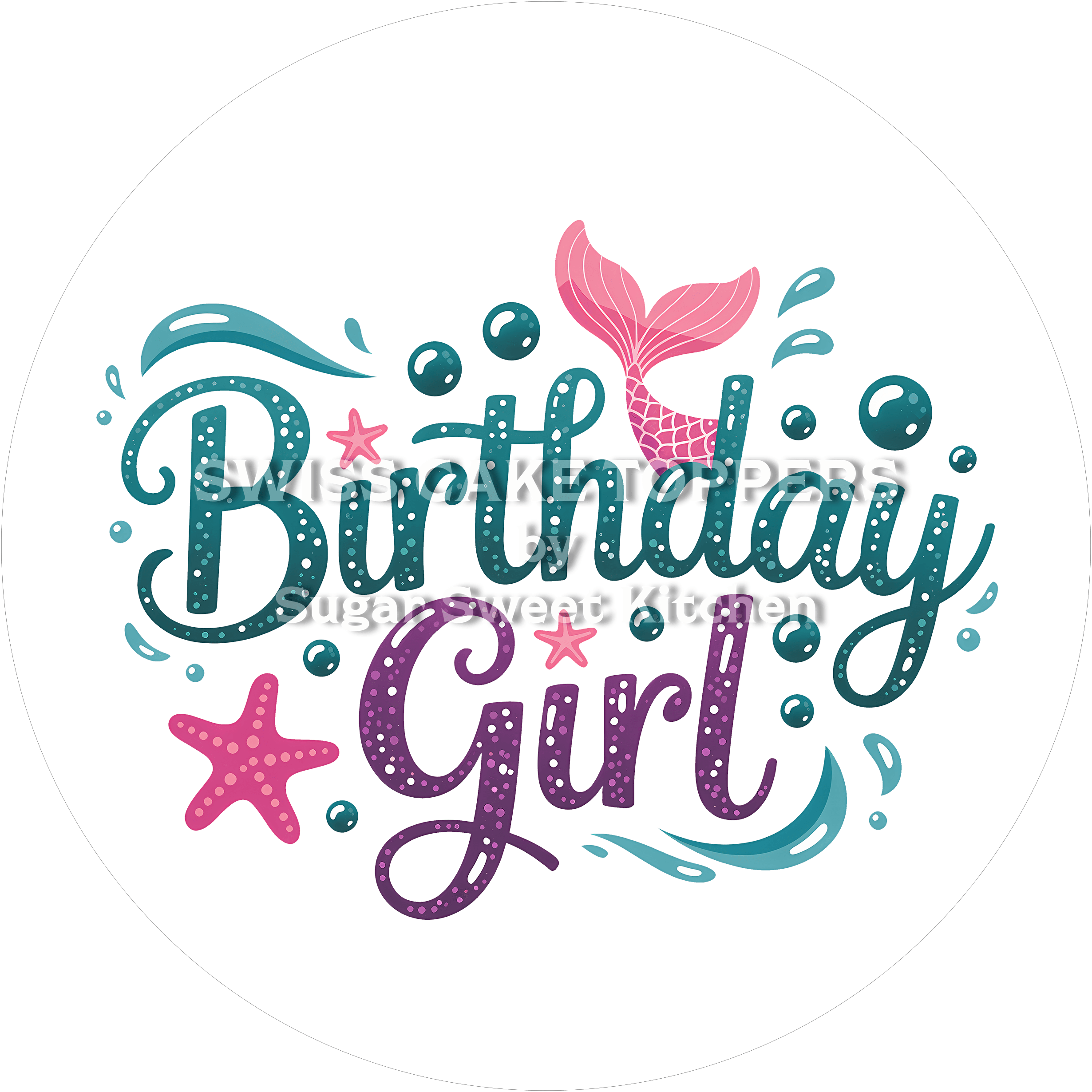 Tortenaufleger Geburtstag Meerjungfrau 07 - essbar & personalisierbar - Fondant- Torten- Cupcakeaufleger Sugar Sweet