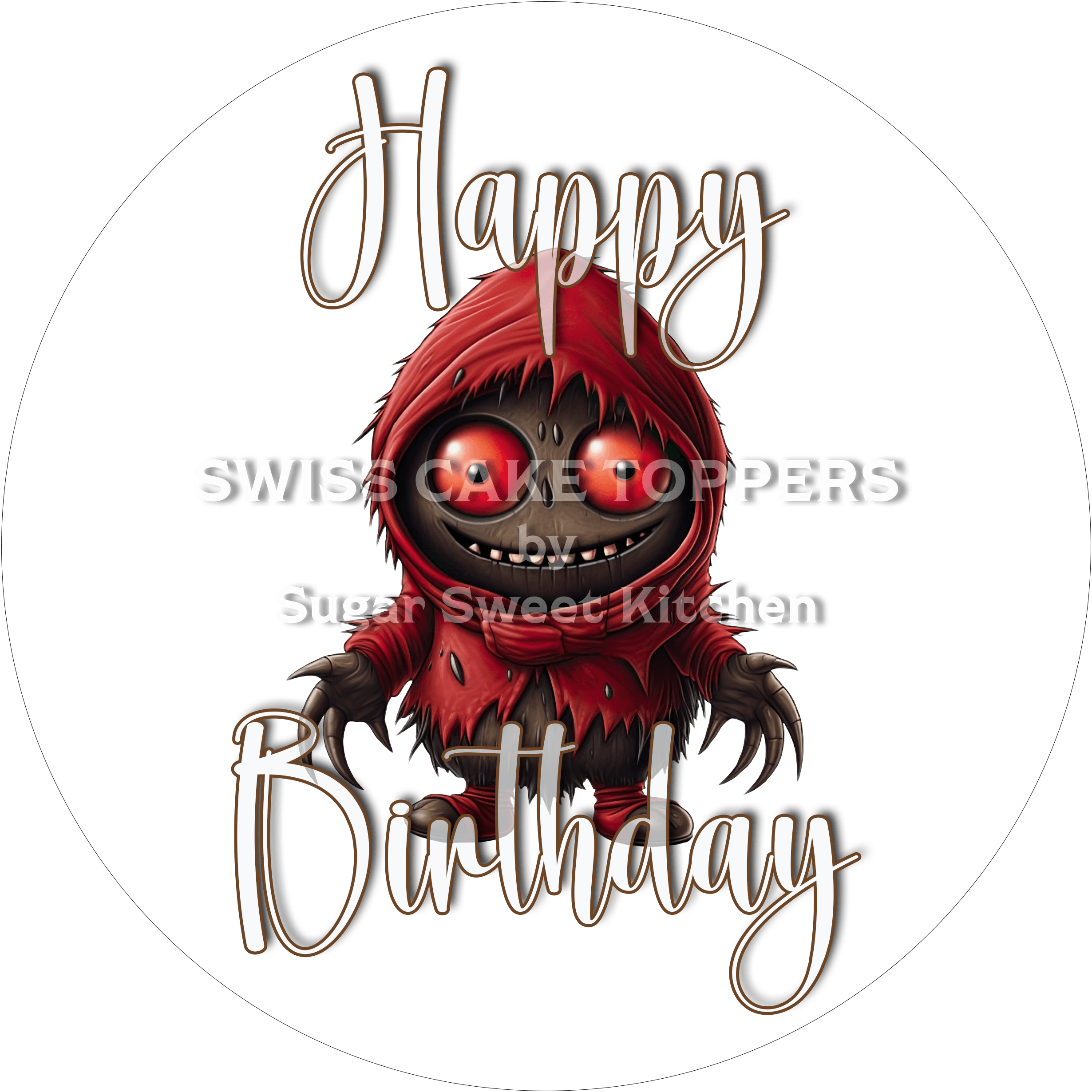 Grusliger Geburtstags-Tortenaufleger Monster10 - personalisierbar - Fondant- Torten- & Cupcakeaufleger Sugar Sweet