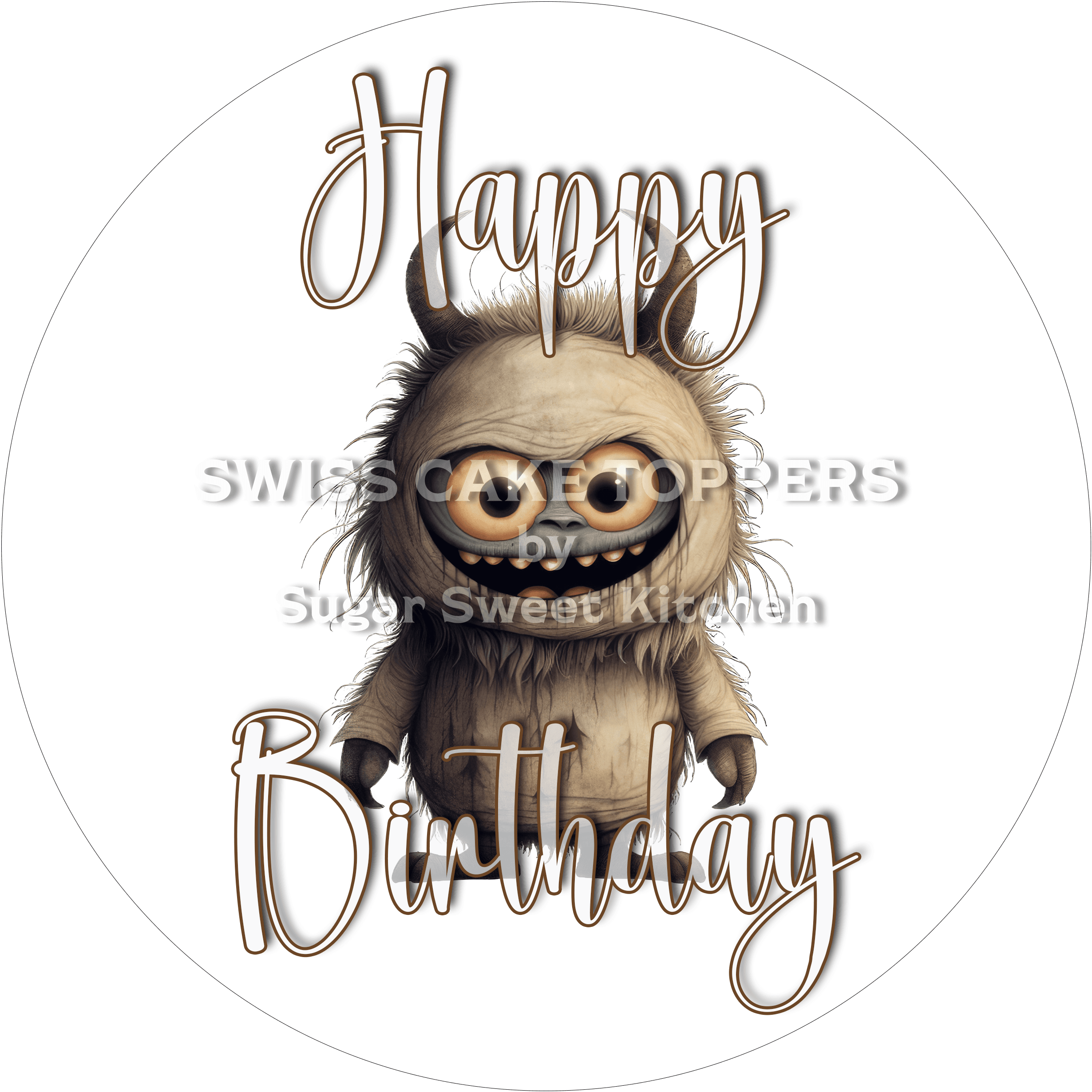 Grusliger Geburtstags-Tortenaufleger Monster11 - personalisierbar - Fondant- Torten- & Cupcakeaufleger Sugar Sweet