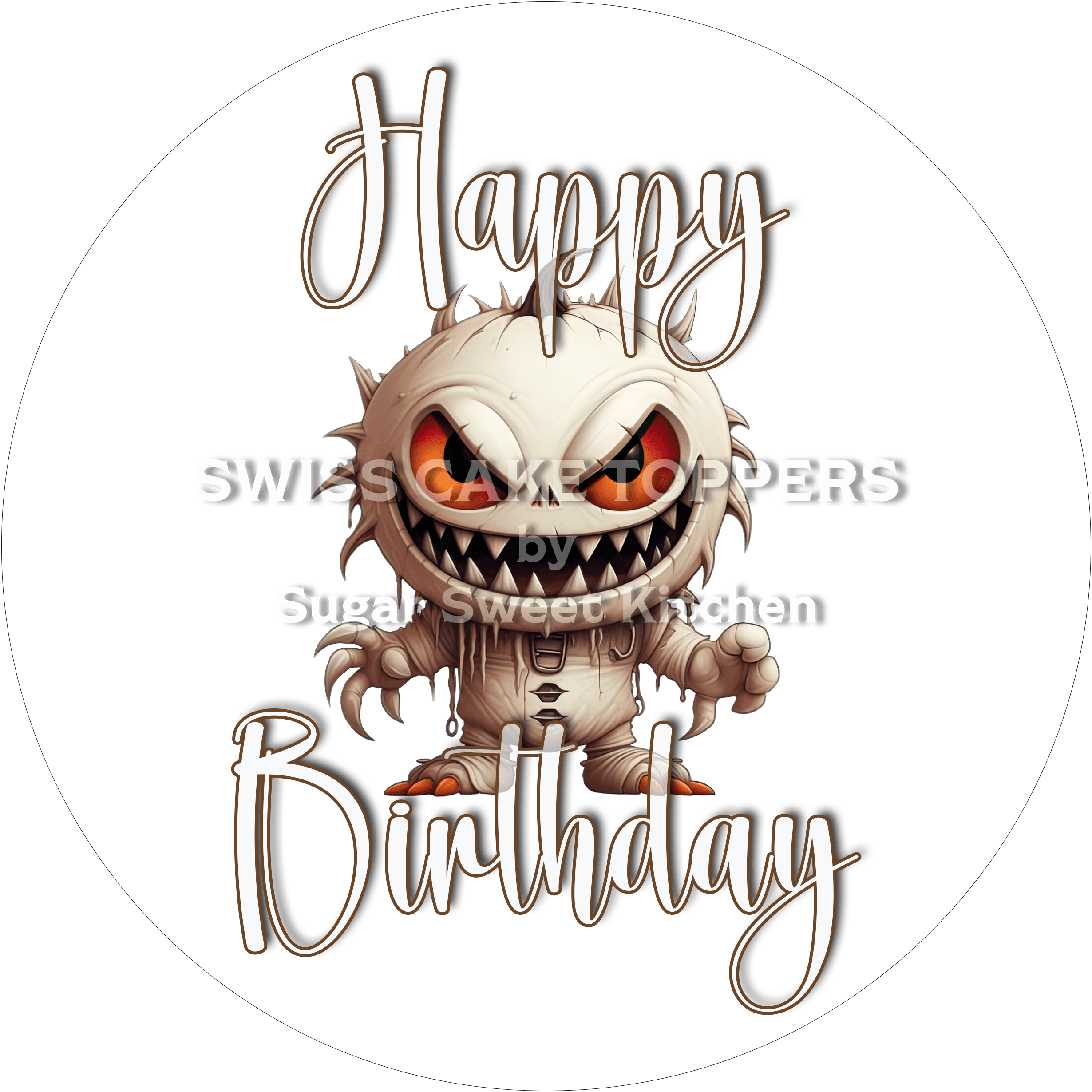 Grusliger Geburtstags-Tortenaufleger Monster12 - personalisierbar (Kopie) - Fondant- Torten- & Cupcakeaufleger Sugar
